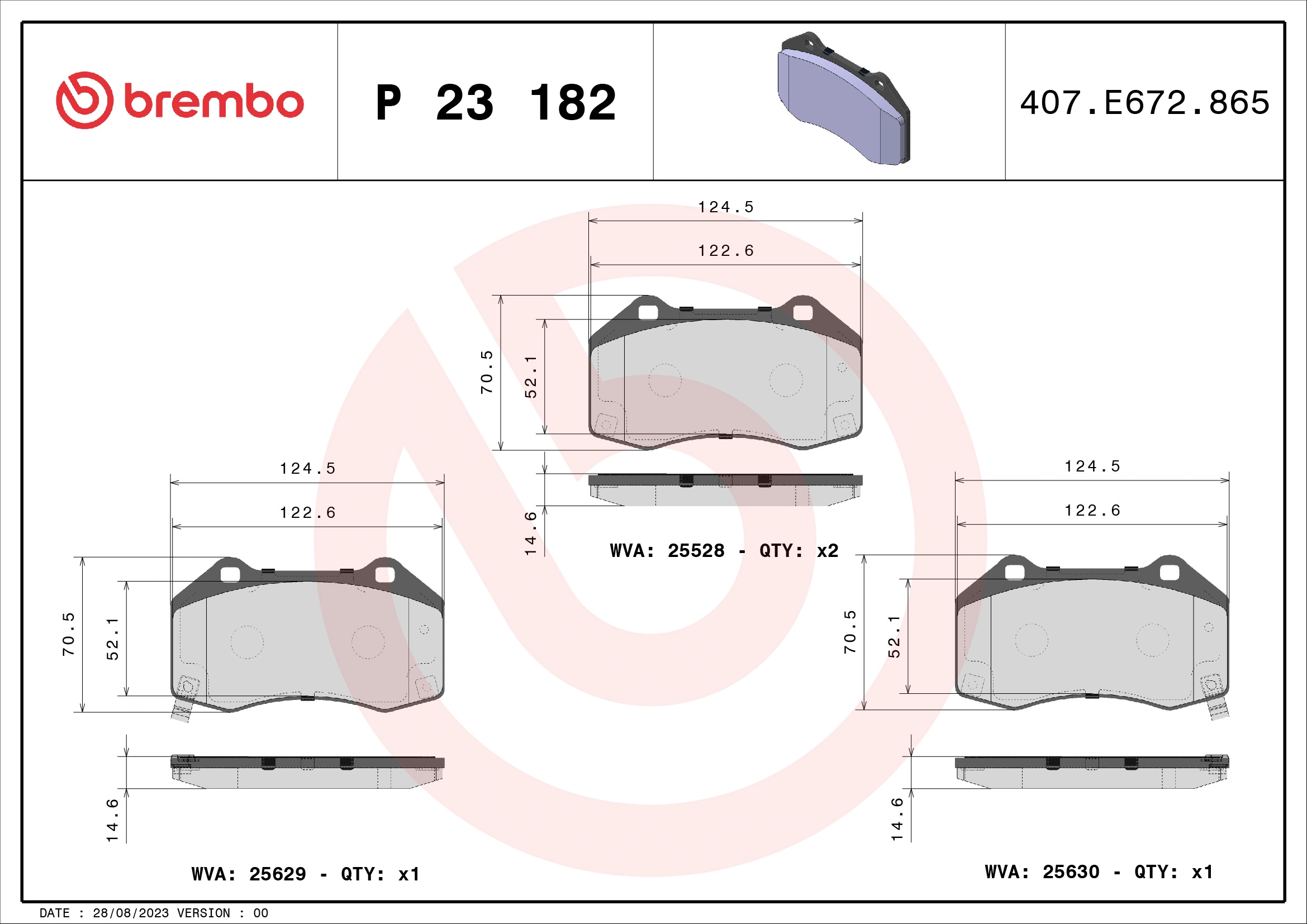 Brake Pad Set, disc brake PRIME LINE P 23 182