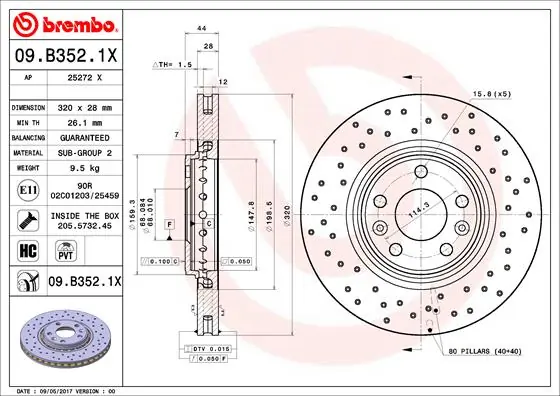 Brake Disc XTRA LINE - Xtra 09.B352.1X