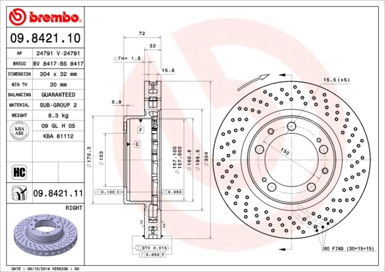 Brake Disc PRIME LINE - UV Coated 09.8421.11