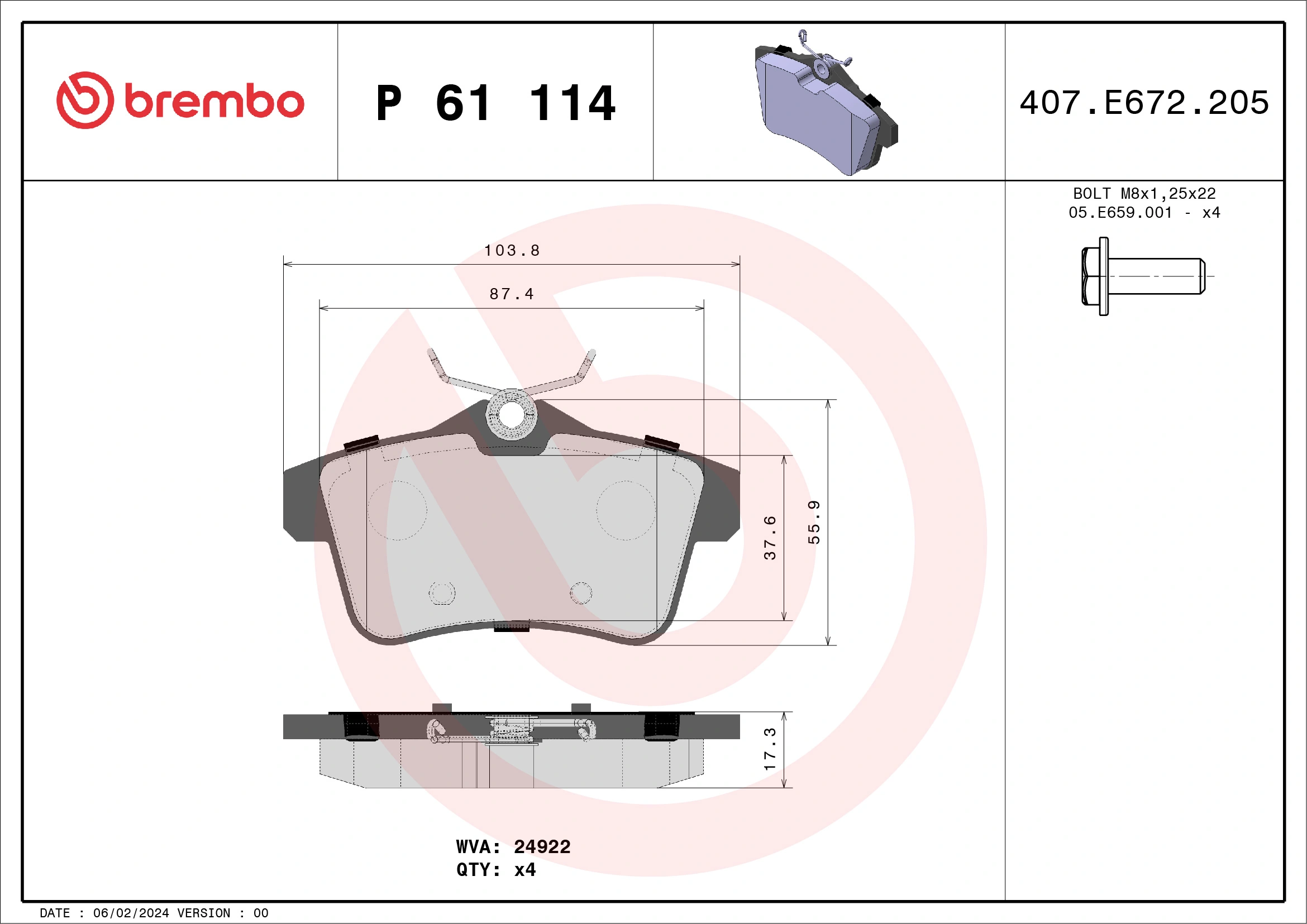 Brake Pad Set, disc brake PRIME LINE P 61 114