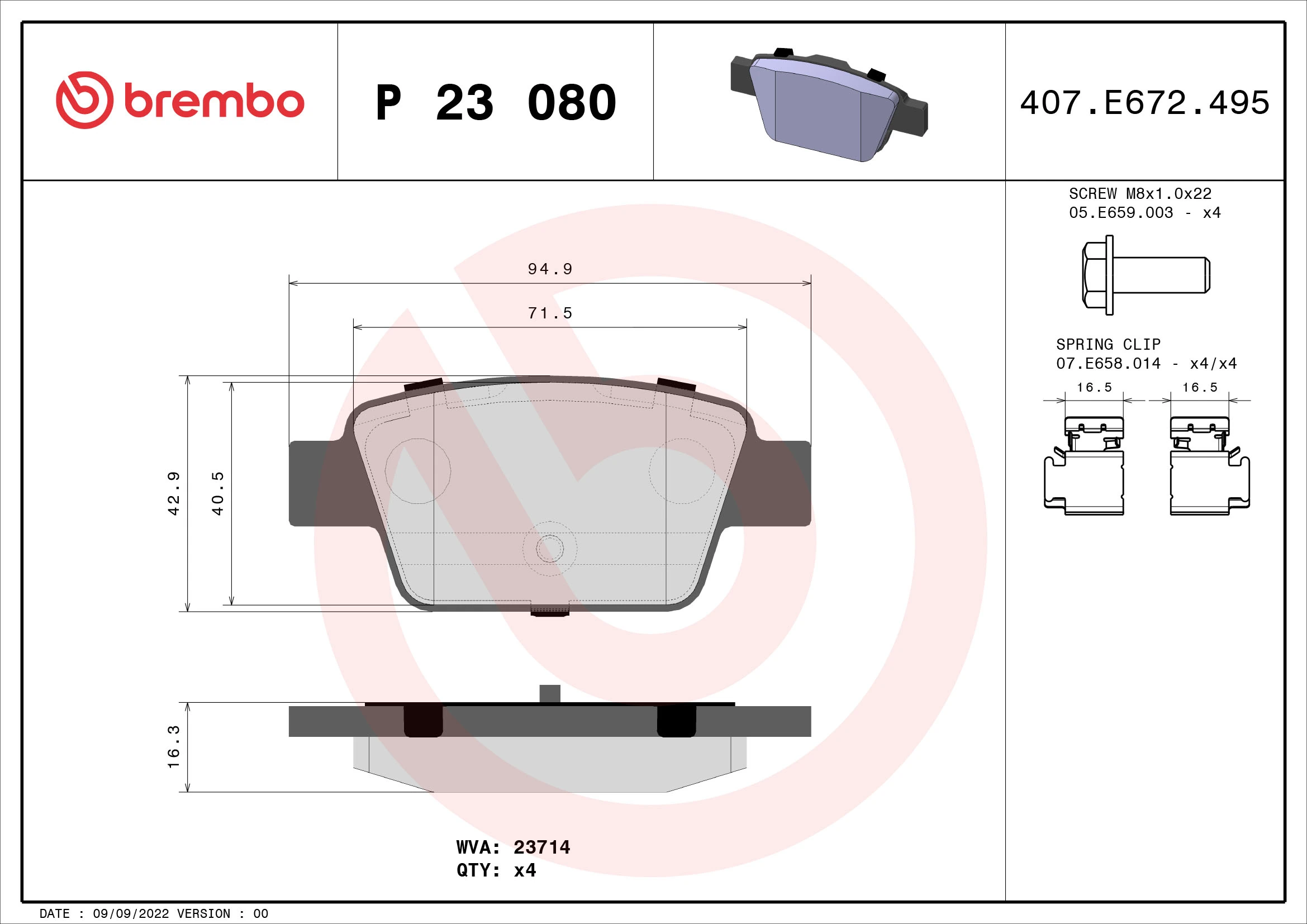 Brake Pad Set, disc brake PRIME LINE P 23 080