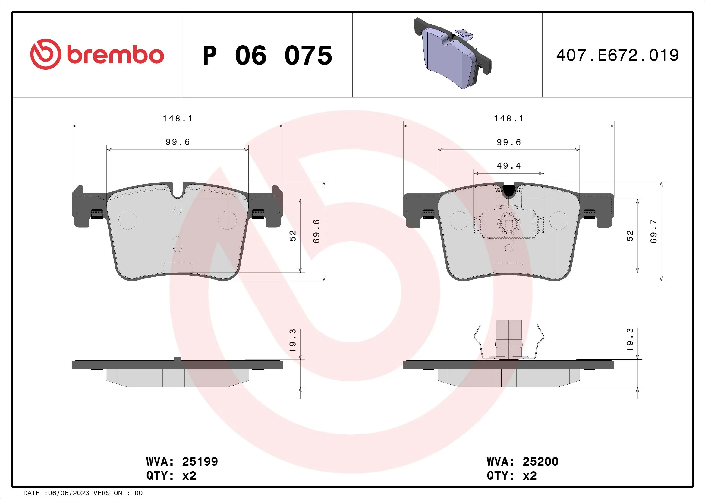 Brake Pad Set, disc brake PRIME LINE P 06 075
