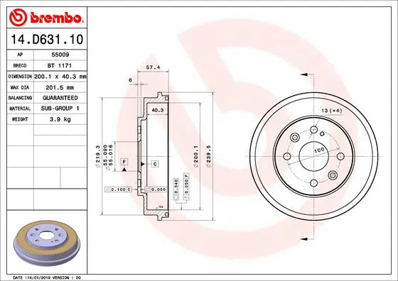Brake Drum ESSENTIAL LINE 14.D631.10