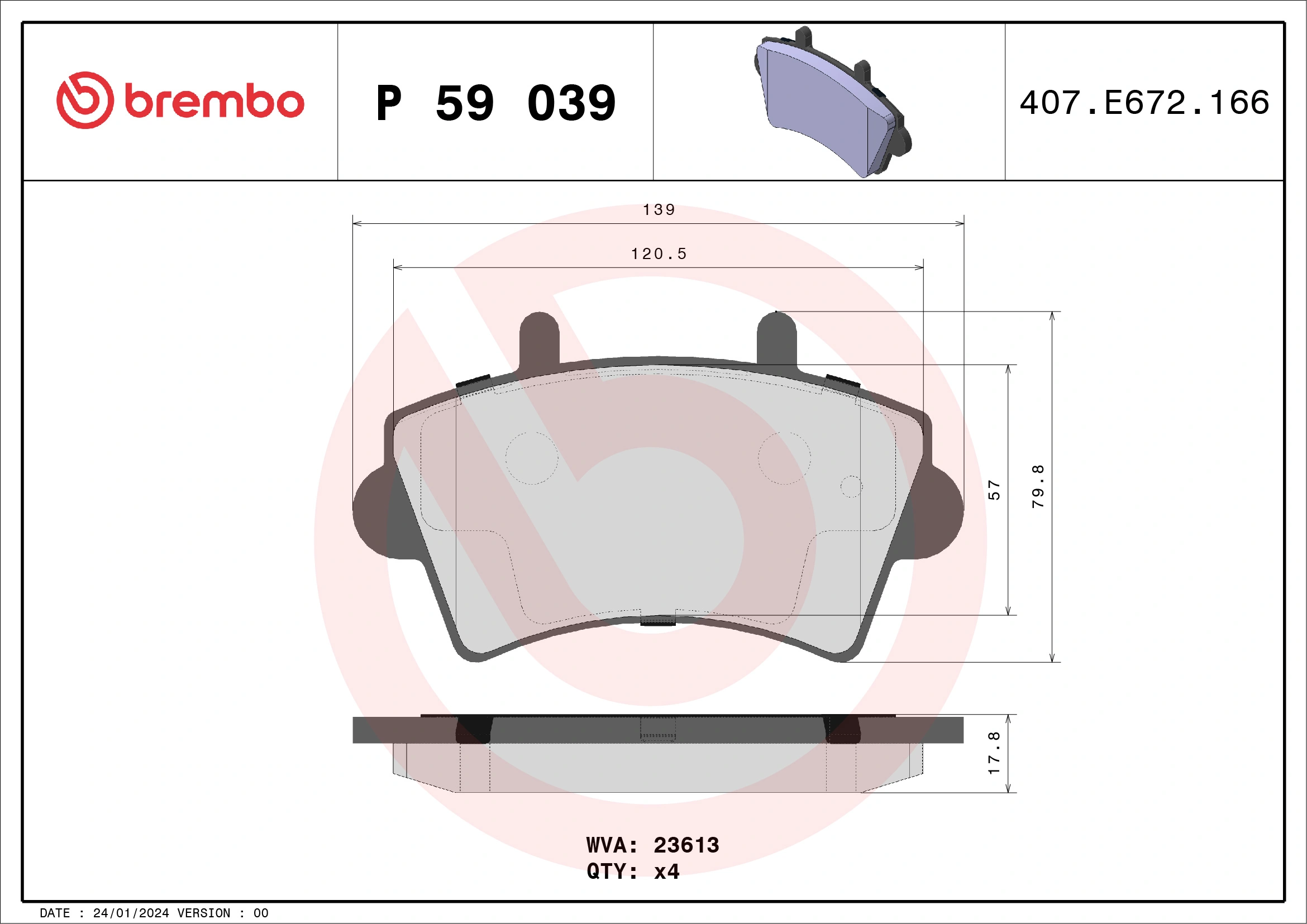 Brake Pad Set, disc brake PRIME LINE P 59 039
