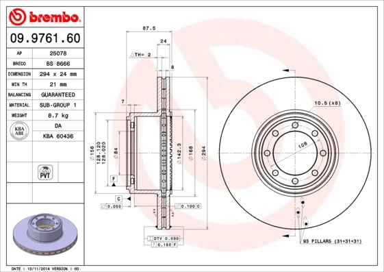 Brake Disc PRIME LINE 09.9761.60