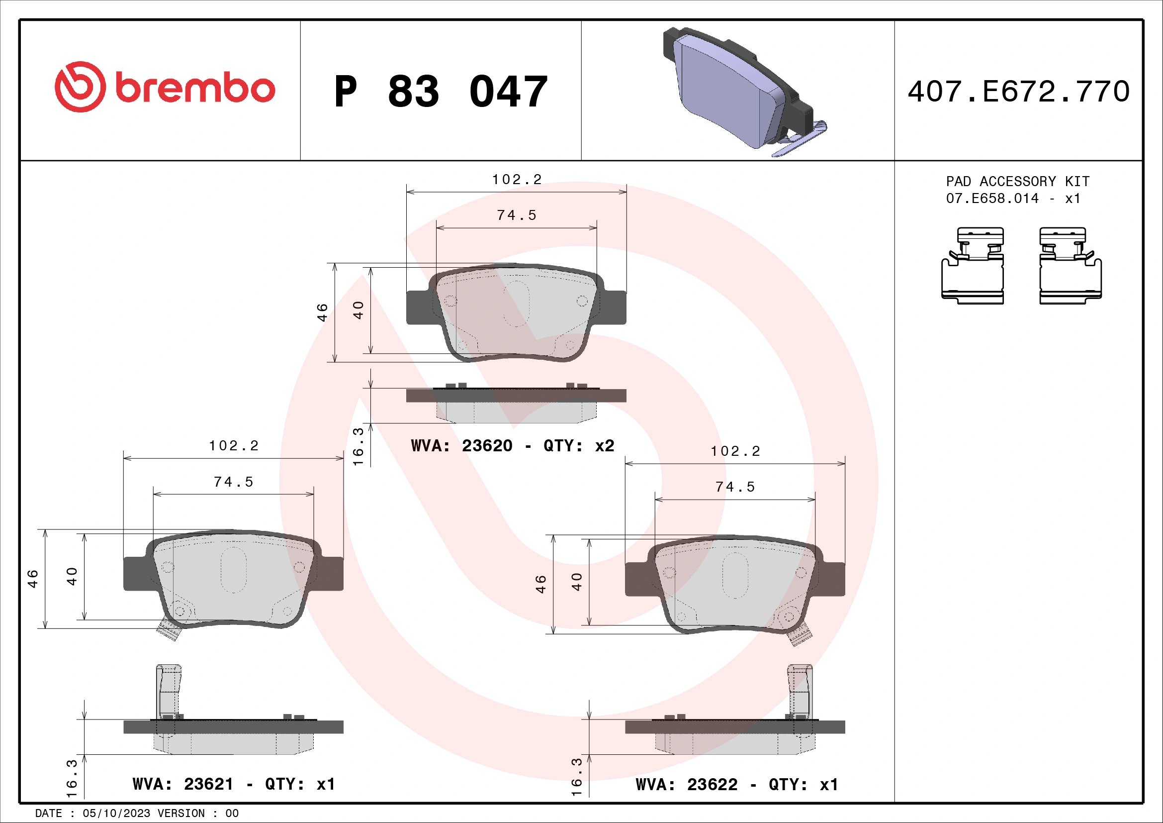 Brake Pad Set, disc brake PRIME LINE P 83 047