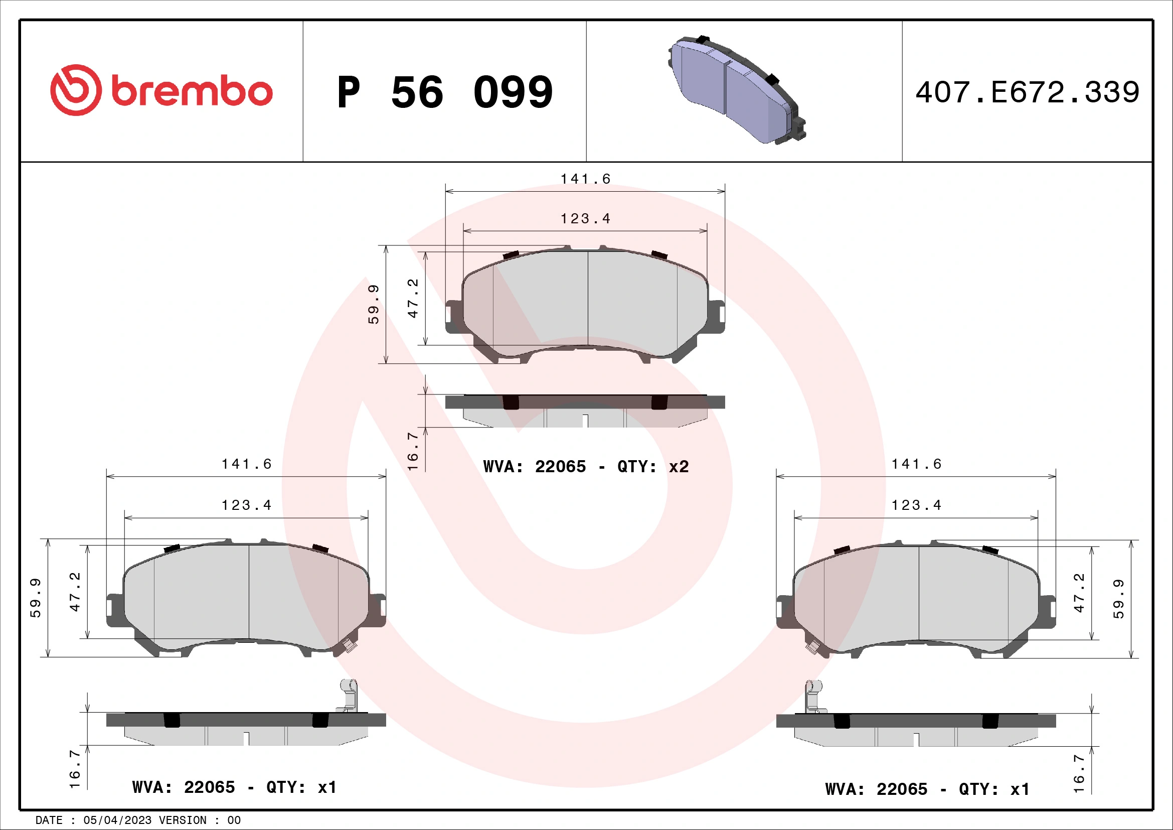 Brake Pad Set, disc brake PRIME LINE P 56 099