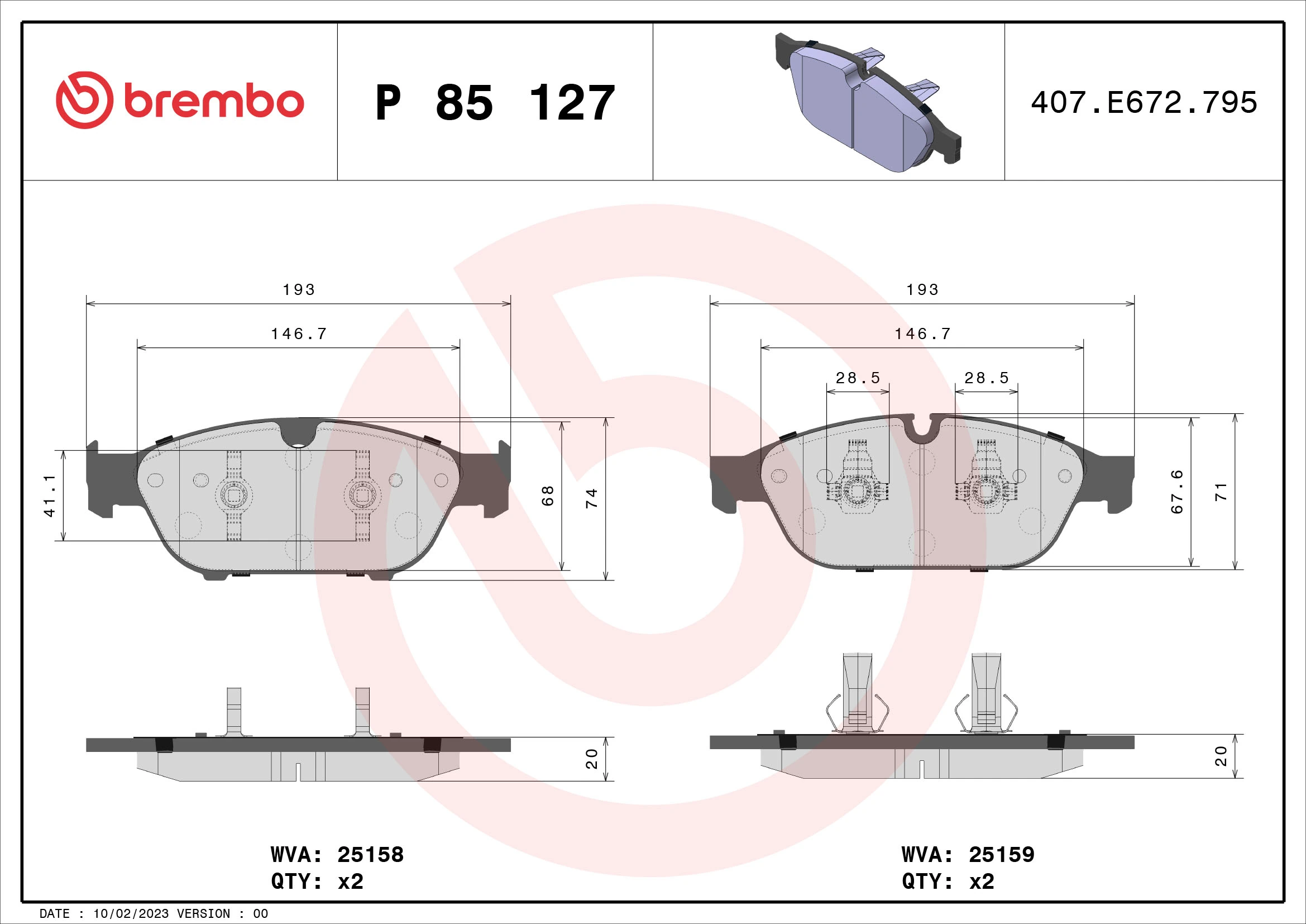 Brake Pad Set, disc brake PRIME LINE P 85 127