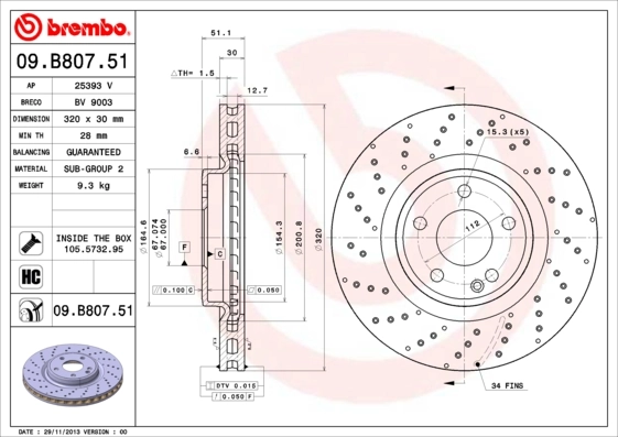 Brake Disc PRIME LINE - UV Coated 09.B807.51