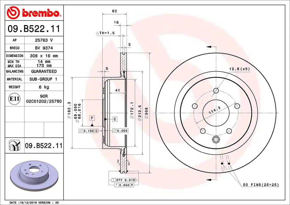 Brake Disc PRIME LINE - UV Coated 09.B522.11