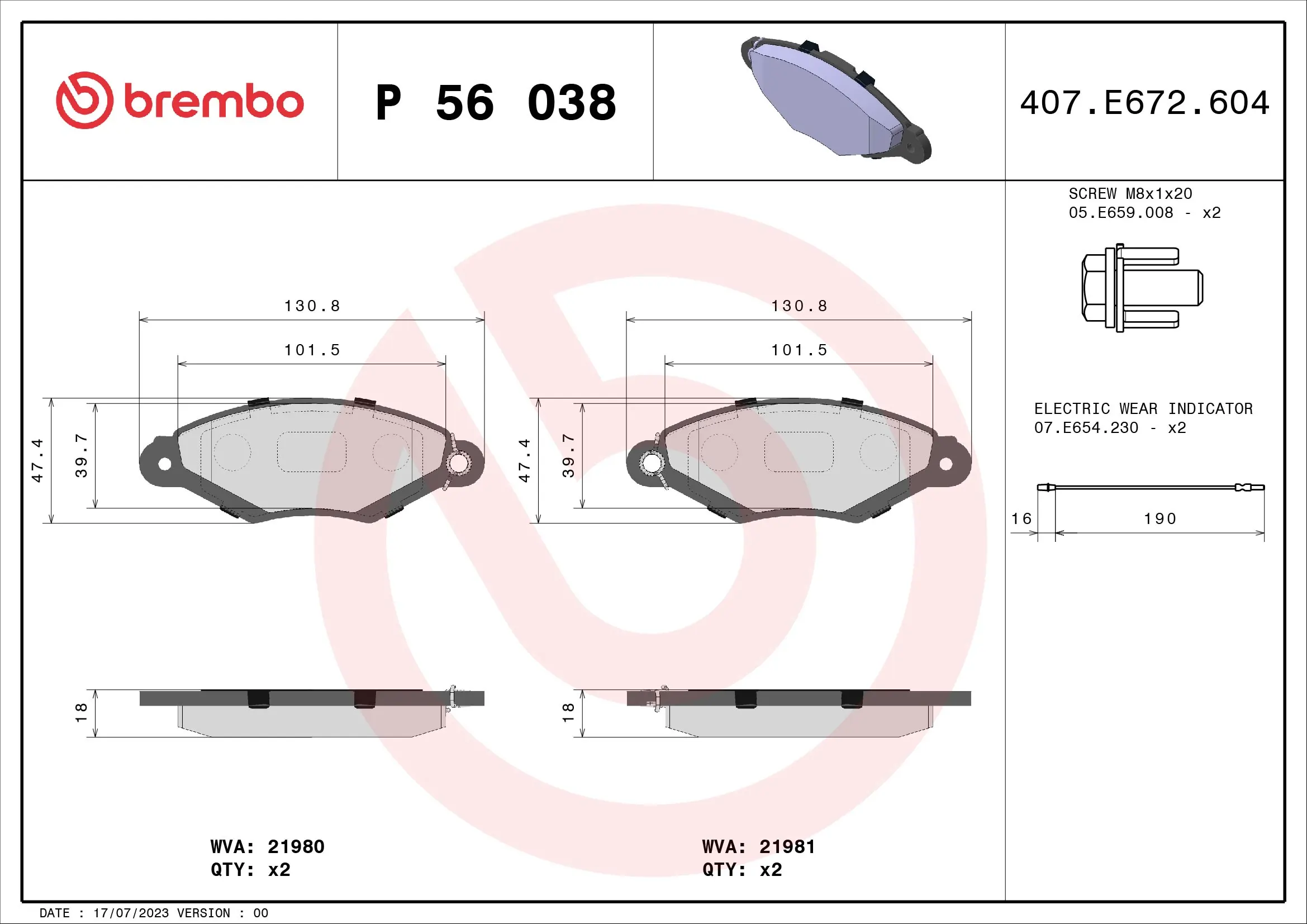 Brake Pad Set, disc brake PRIME LINE P 56 038