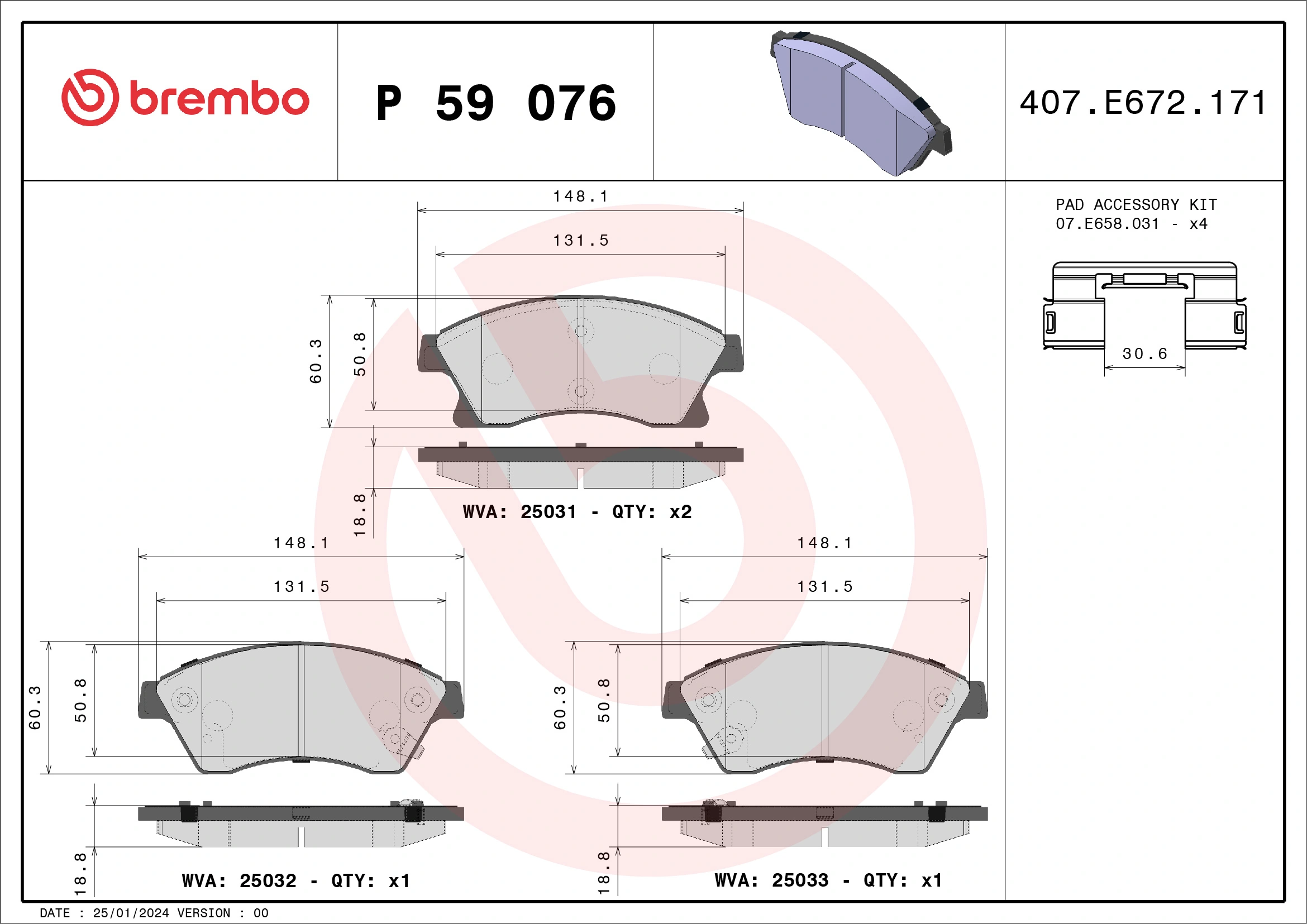 Brake Pad Set, disc brake PRIME LINE P 59 076