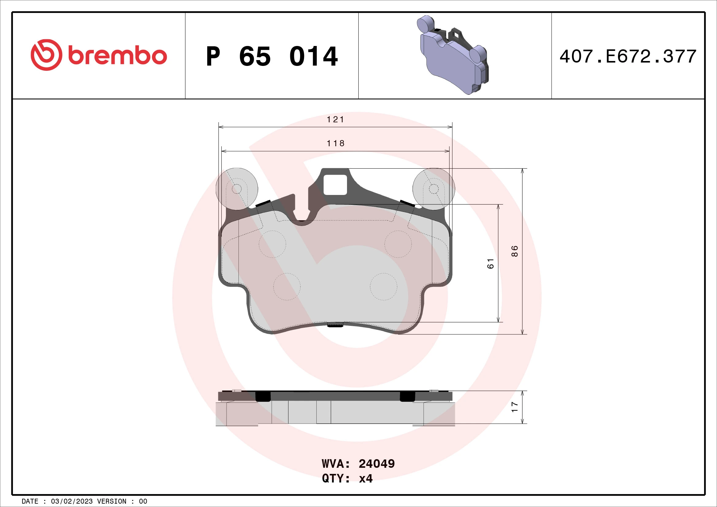 Brake Pad Set, disc brake PRIME LINE P 65 014