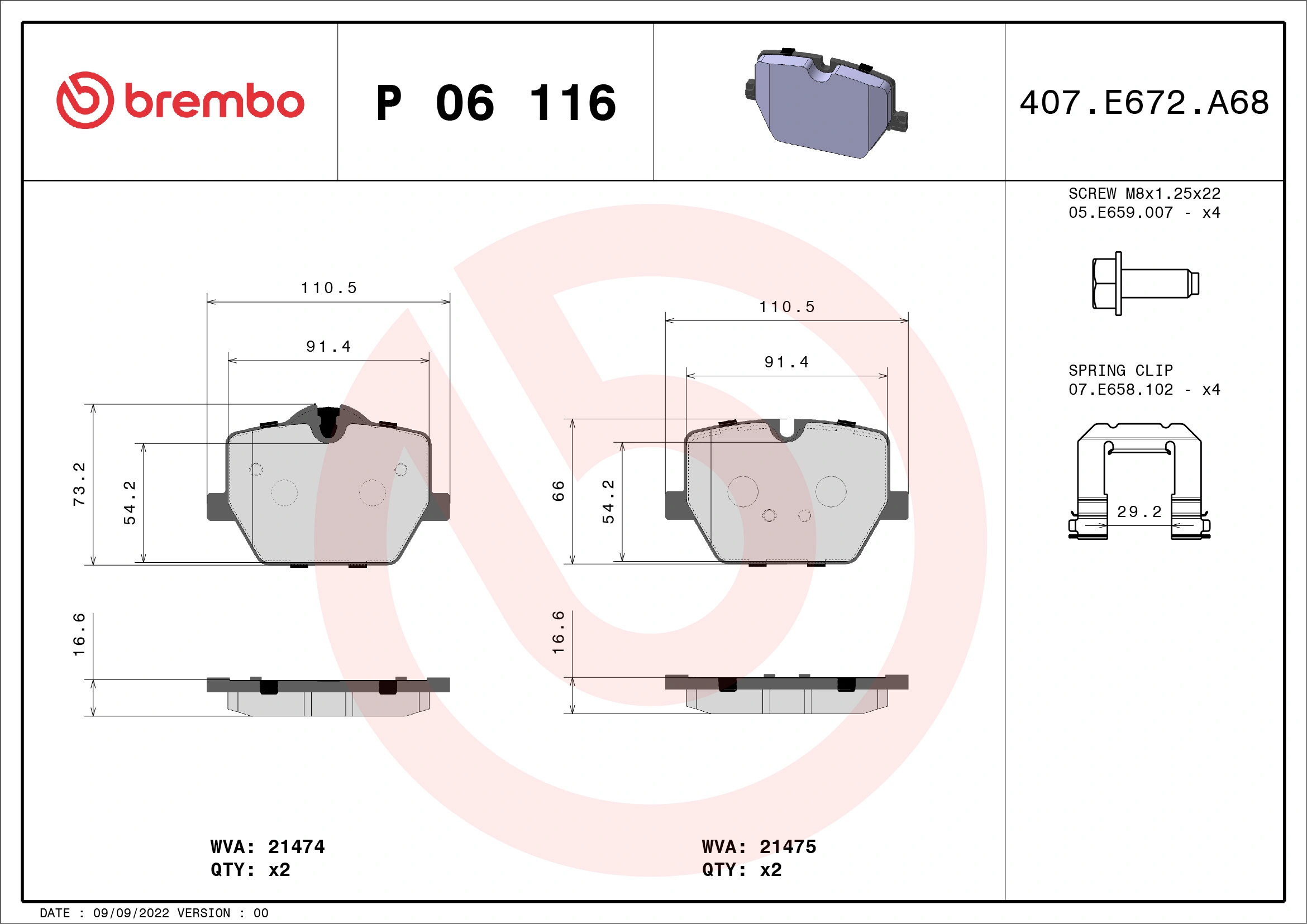 Brake Pad Set, disc brake PRIME LINE P 06 116