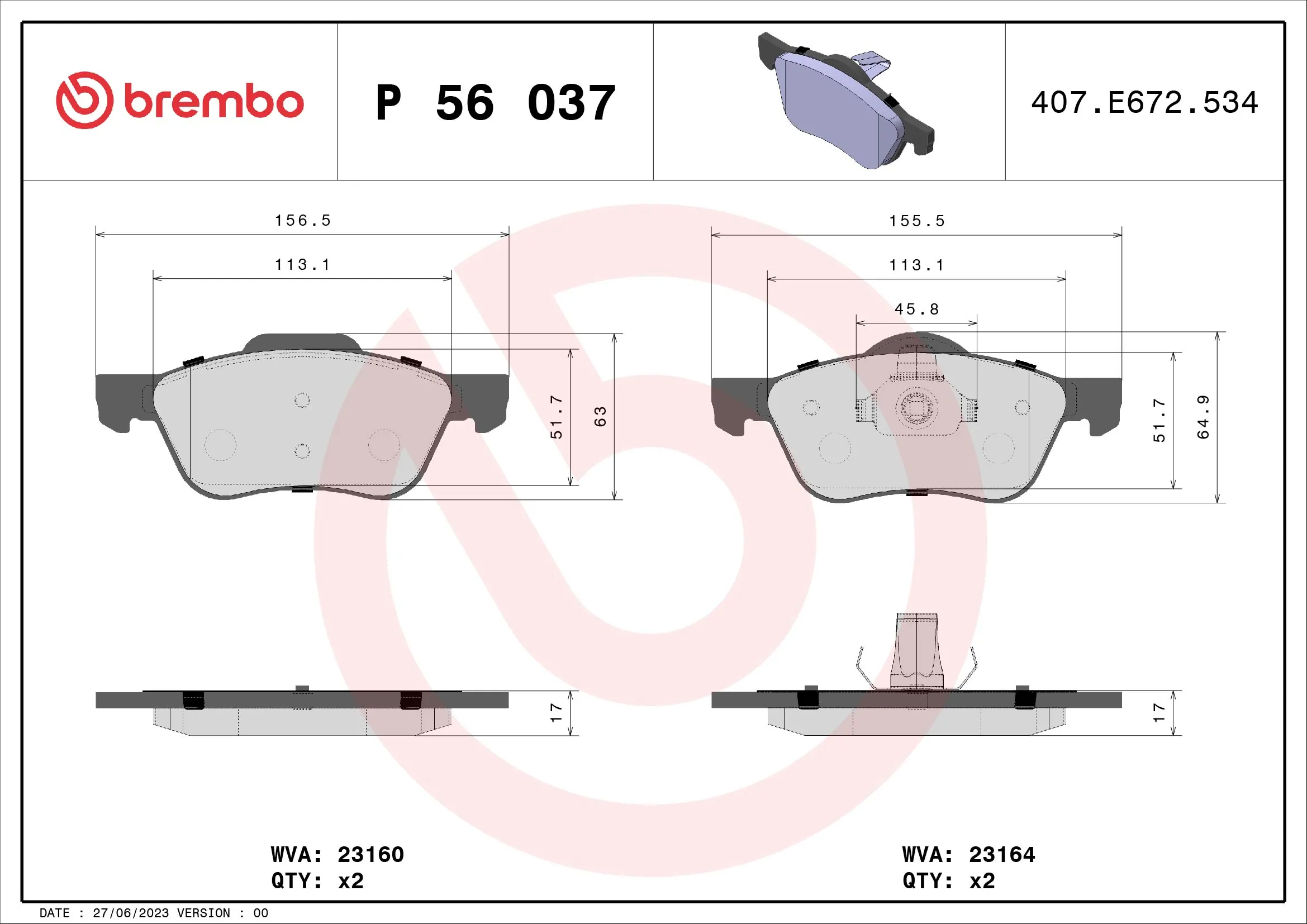Brake Pad Set, disc brake PRIME LINE P 56 037