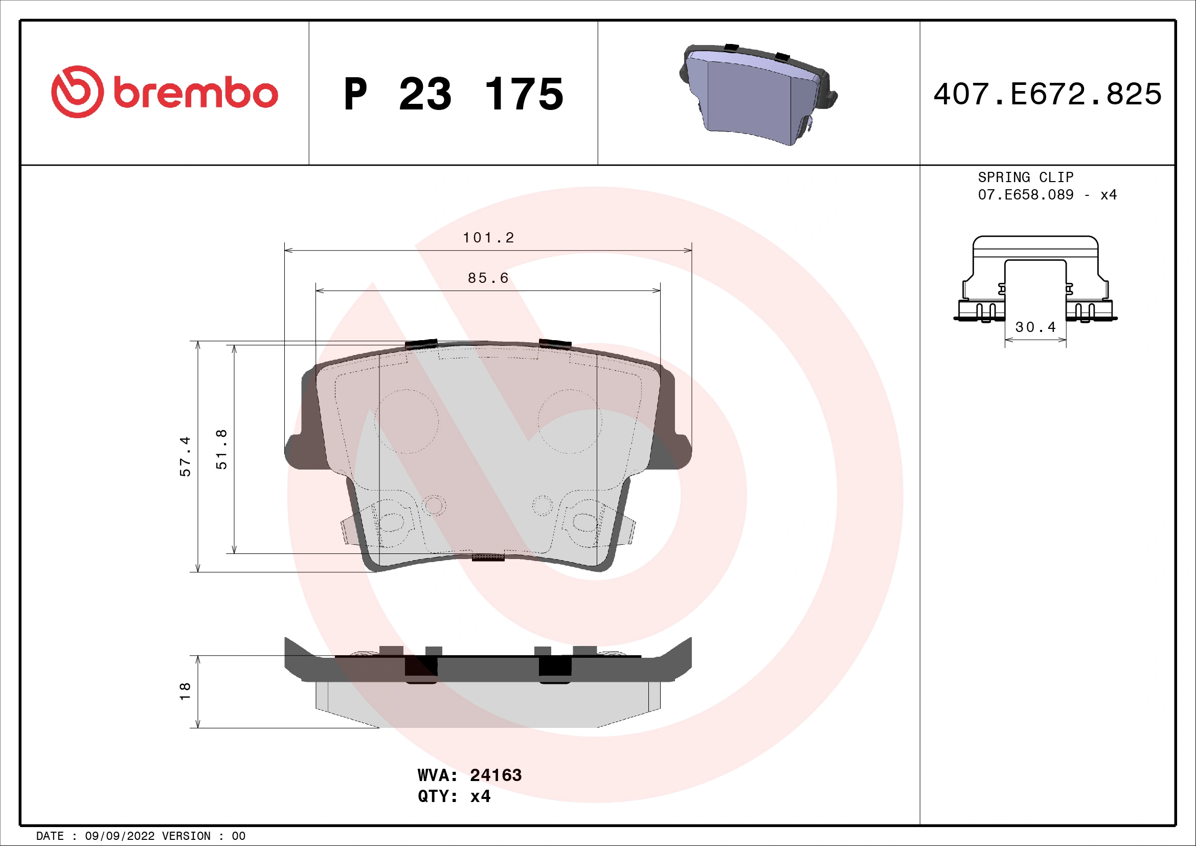 Brake Pad Set, disc brake PRIME LINE P 23 175