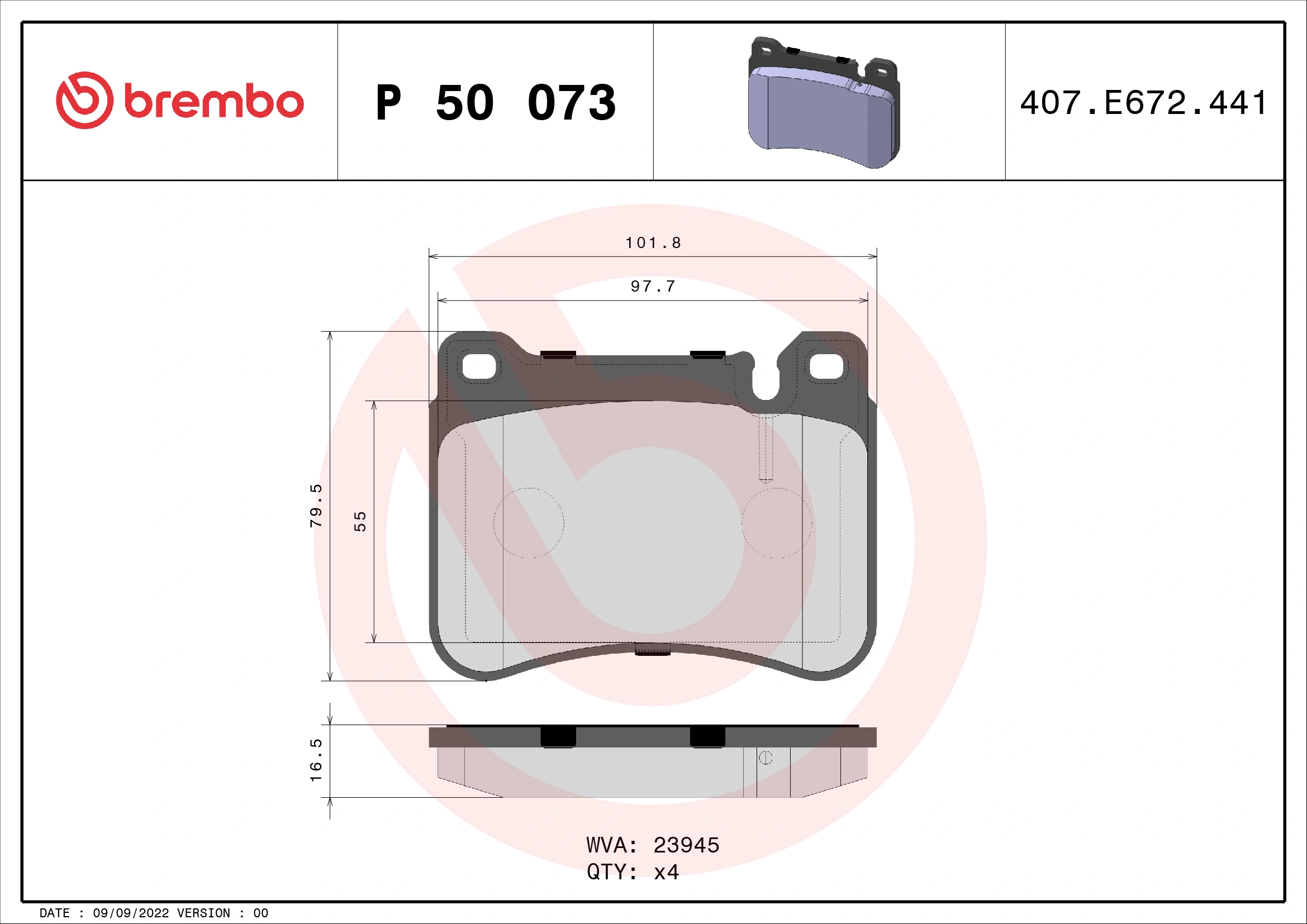 Brake Pad Set, disc brake PRIME LINE P 50 073