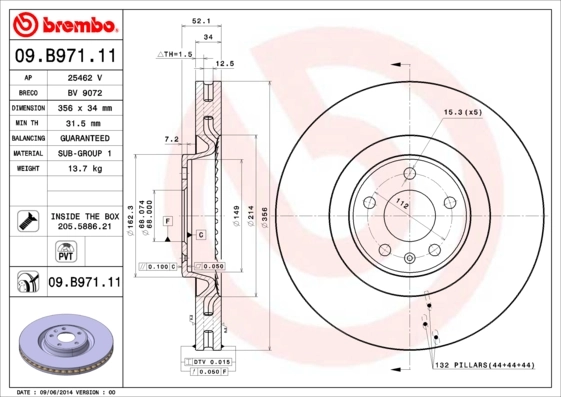 Brake Disc PRIME LINE - UV Coated 09.B971.11
