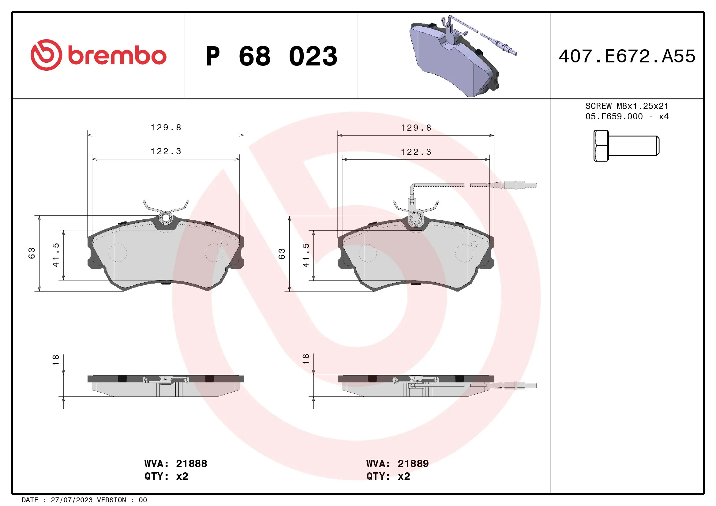 Brake Pad Set, disc brake PRIME LINE P 68 023