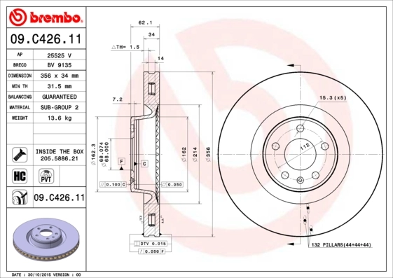 Brake Disc PRIME LINE - UV Coated 09.C426.11