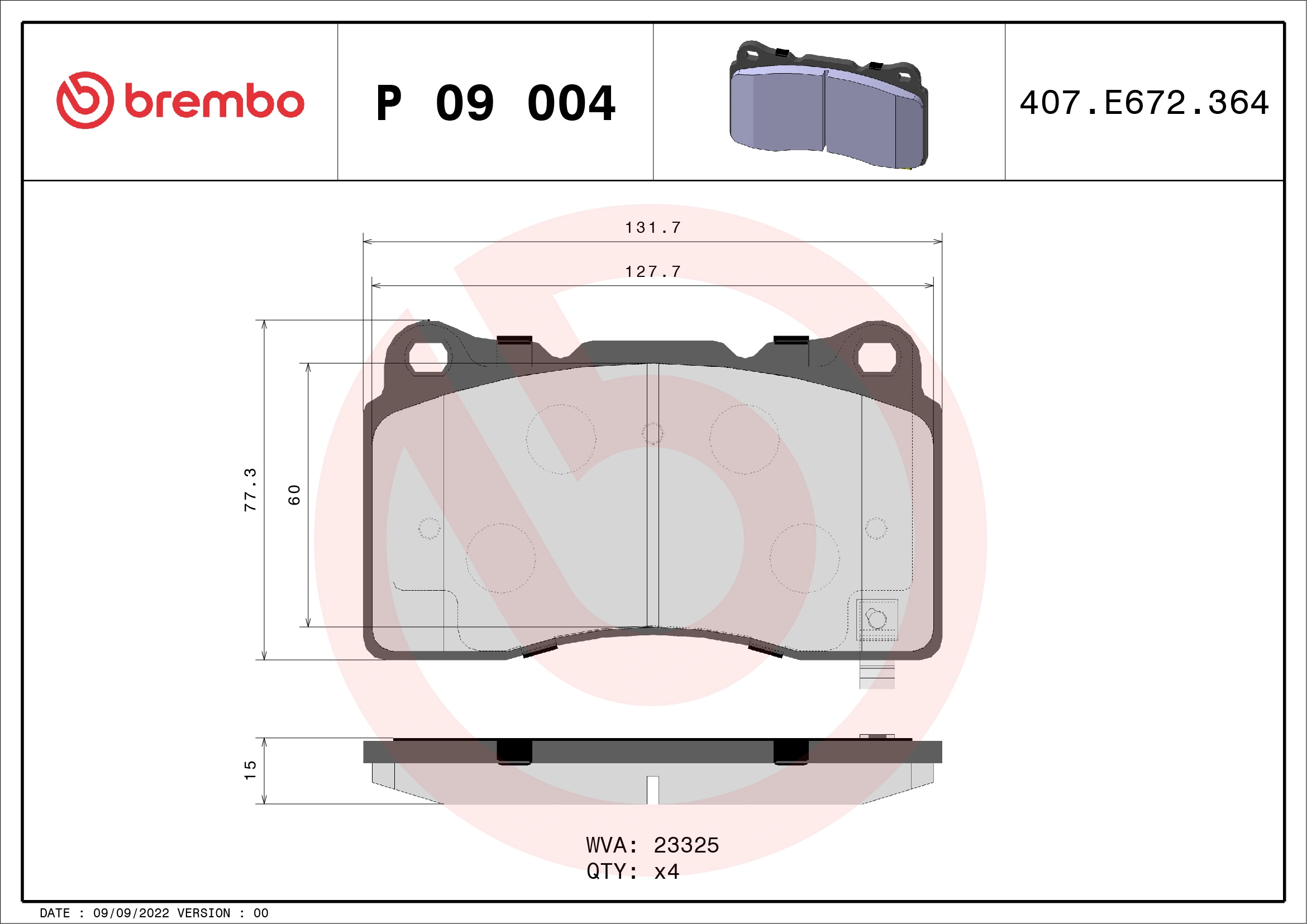 Brake Pad Set, disc brake PRIME LINE P 09 004