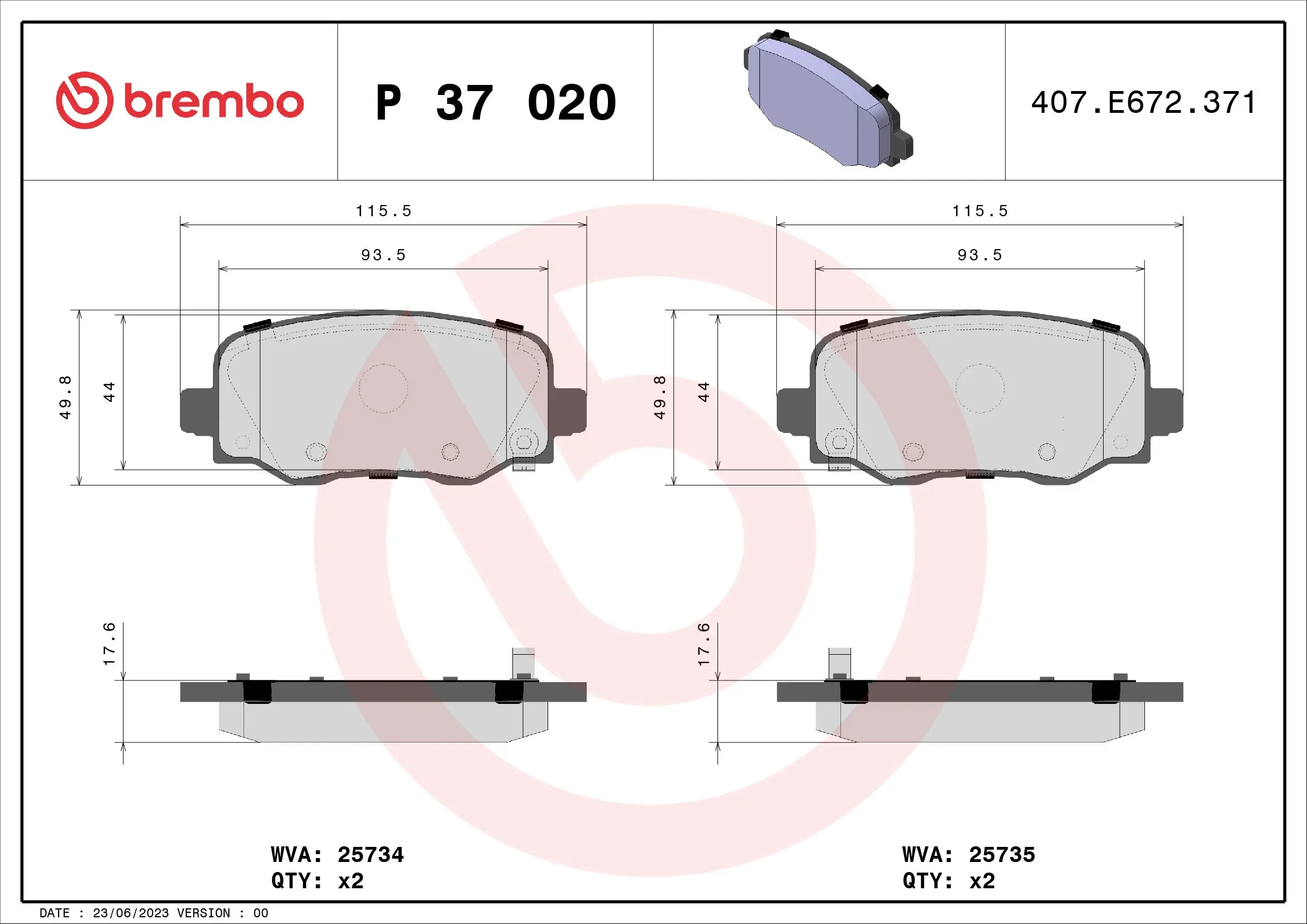 Brake Pad Set, disc brake PRIME LINE P 37 020