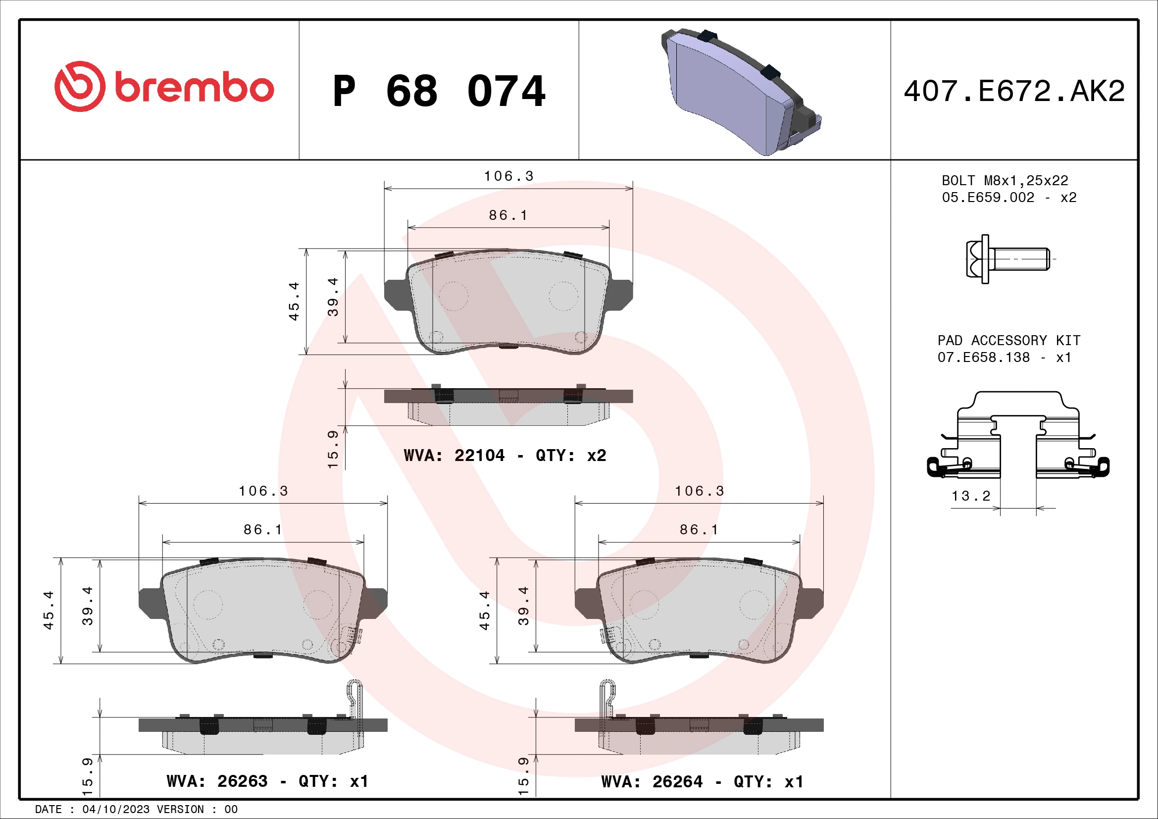 Brake Pad Set, disc brake PRIME LINE P 68 074