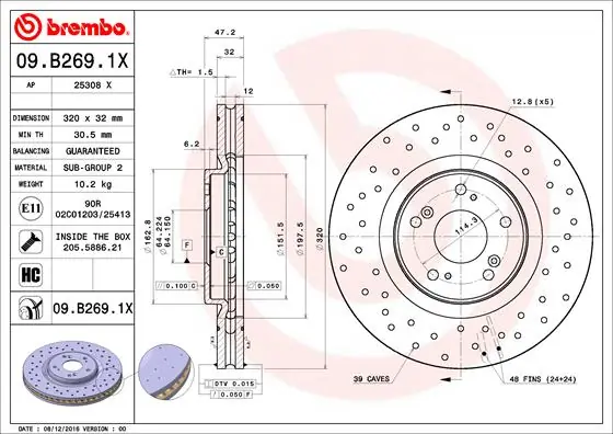 Brake Disc XTRA LINE - Xtra 09.B269.1X