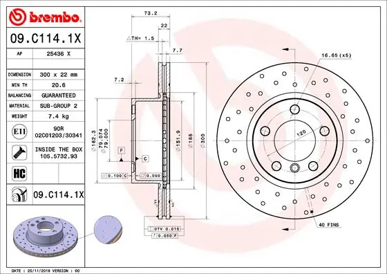 Brake Disc XTRA LINE - Xtra 09.C114.1X