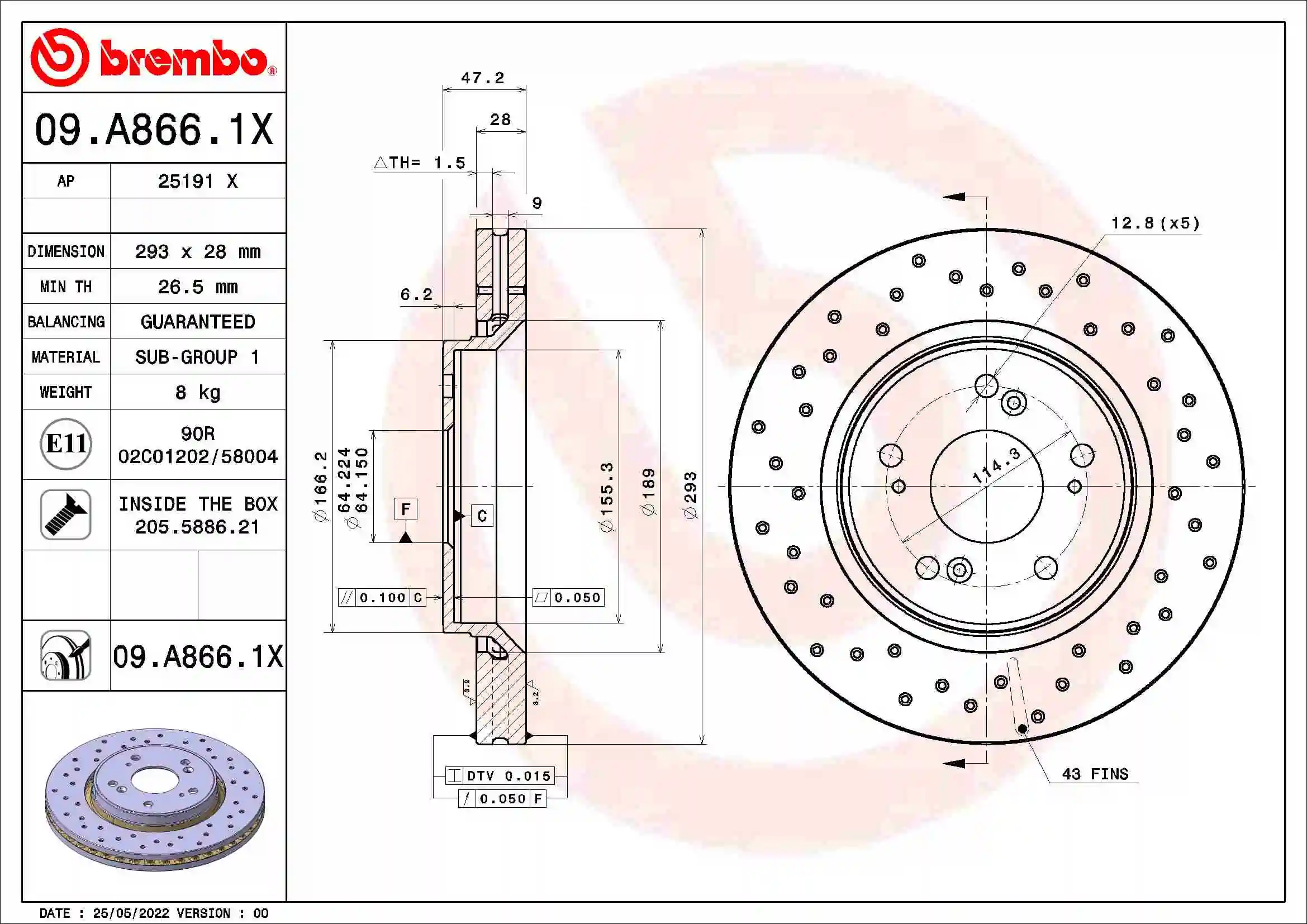 Brake Disc XTRA LINE - Xtra 09.A866.1X