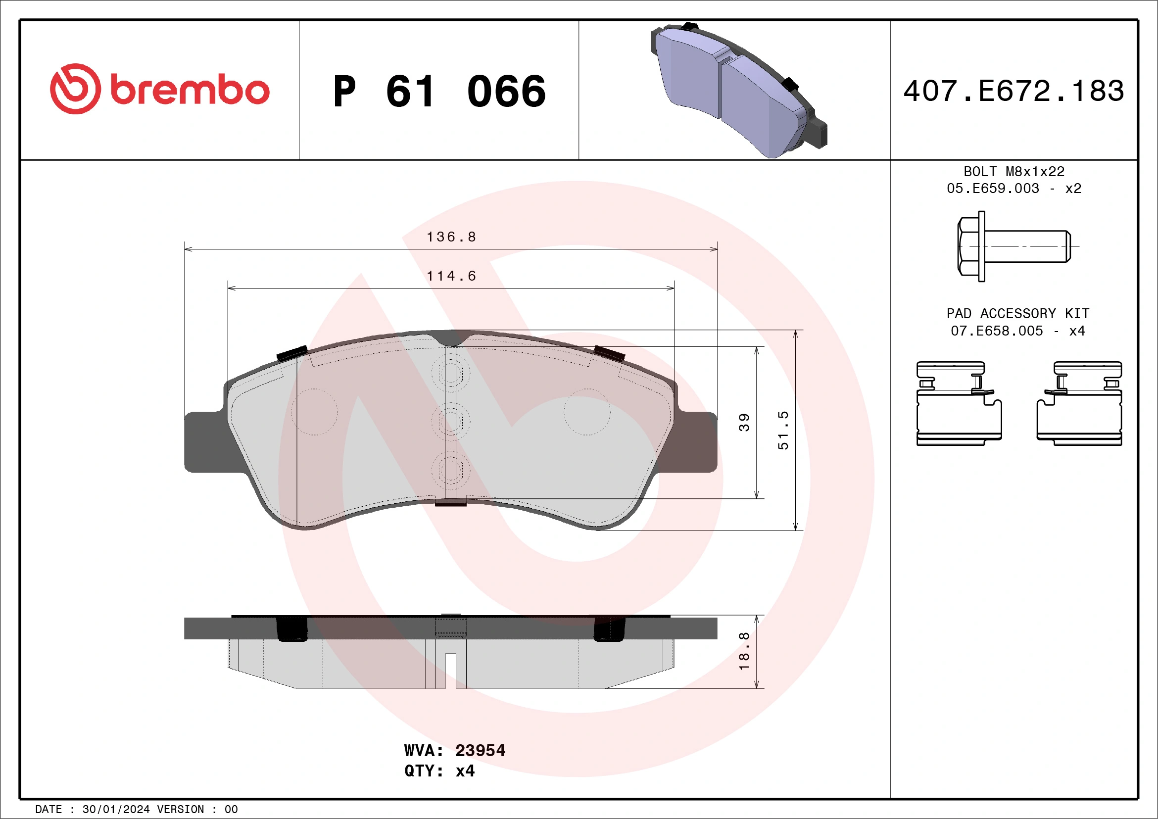 Brake Pad Set, disc brake PRIME LINE P 61 066