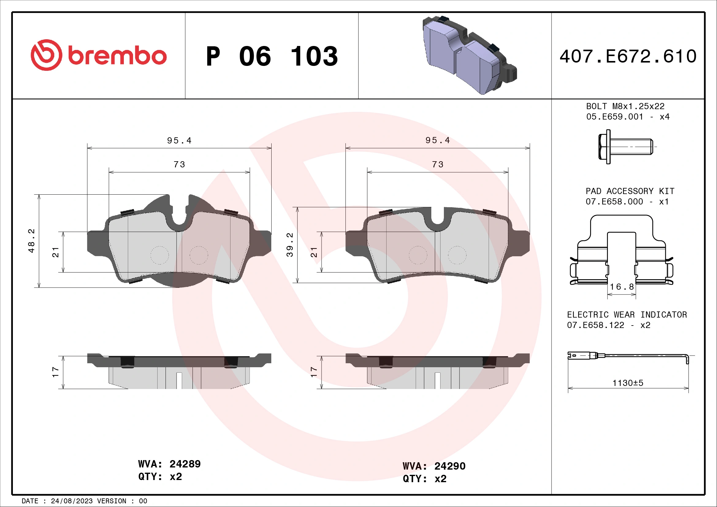 Brake Pad Set, disc brake PRIME LINE P 06 103