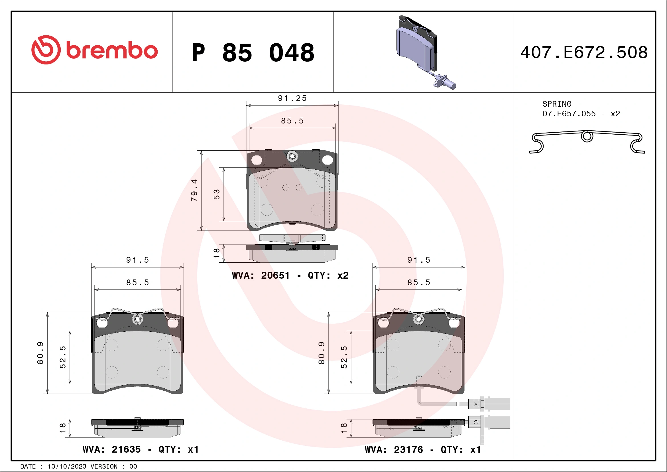 Brake Pad Set, disc brake PRIME LINE P 85 048