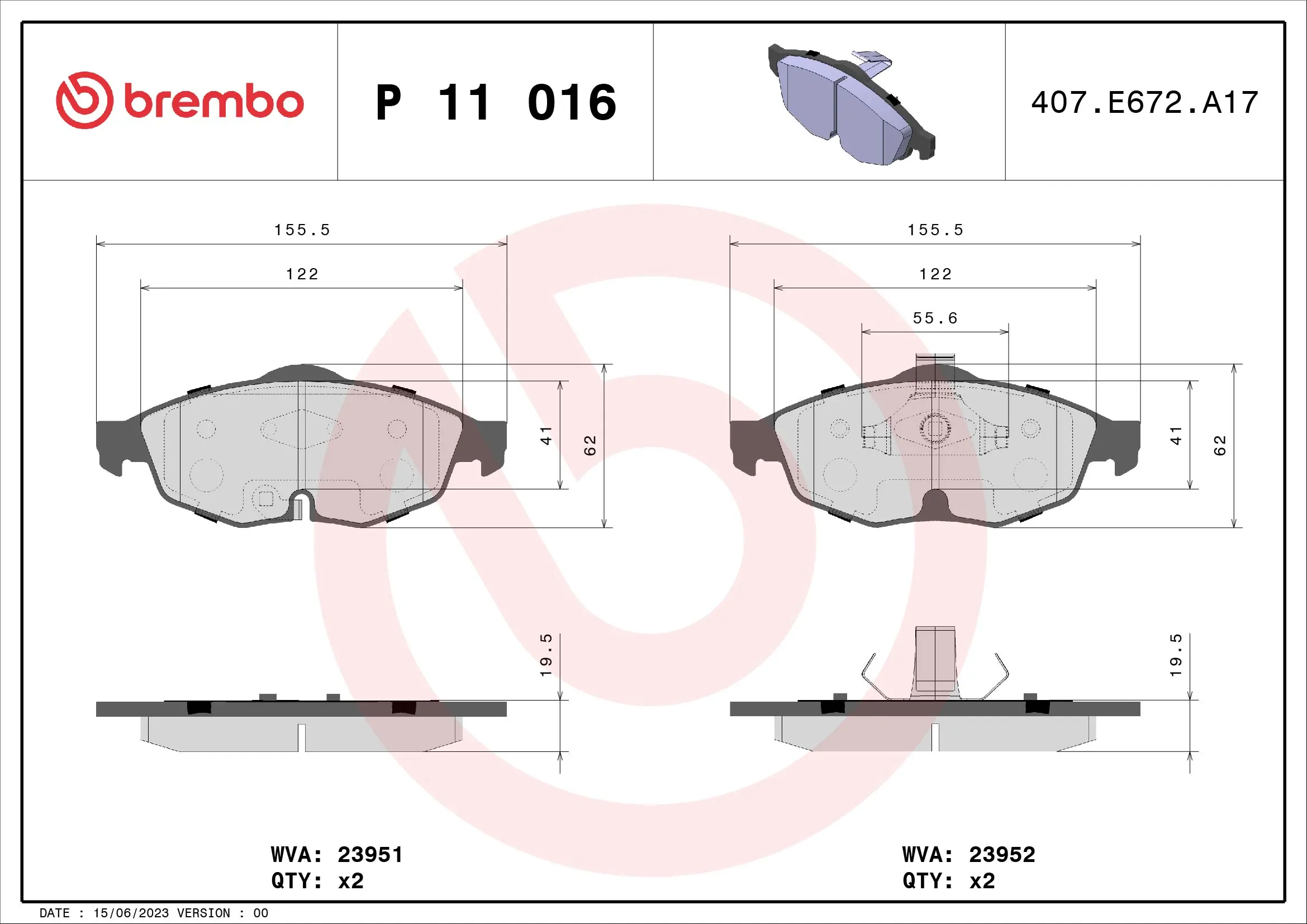 Brake Pad Set, disc brake PRIME LINE P 11 016