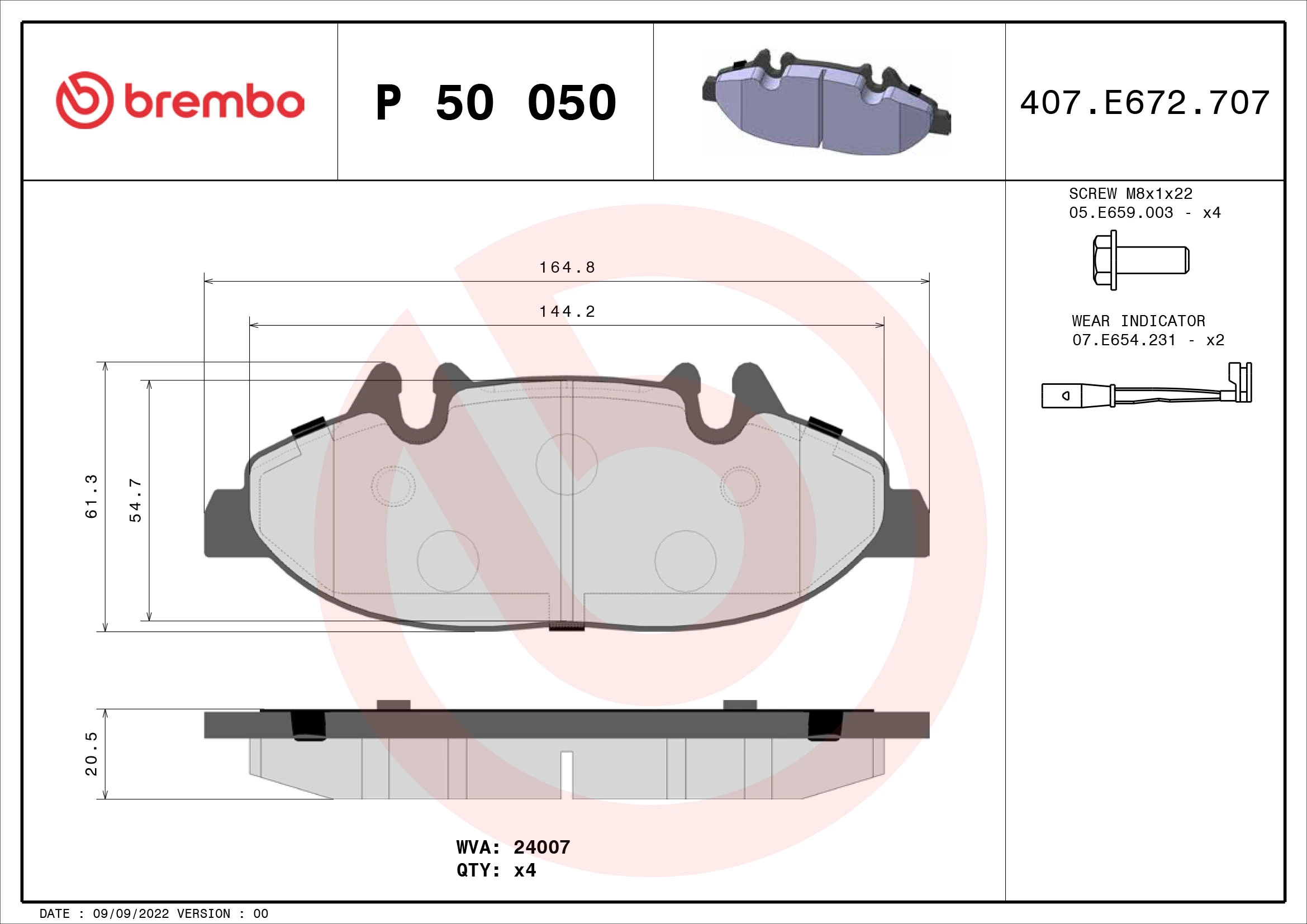 Brake Pad Set, disc brake PRIME LINE P 50 050