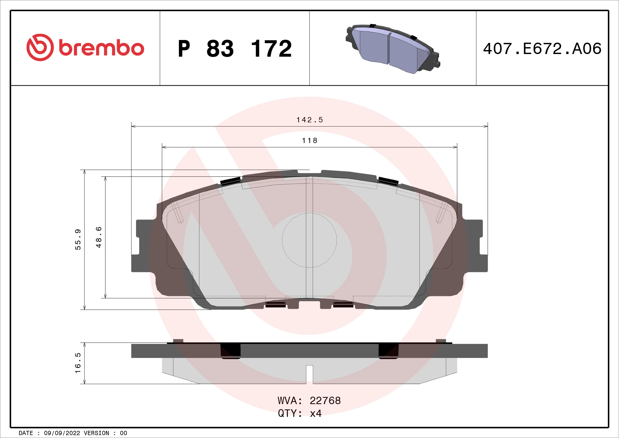 Brake Pad Set, disc brake PRIME LINE P 83 172