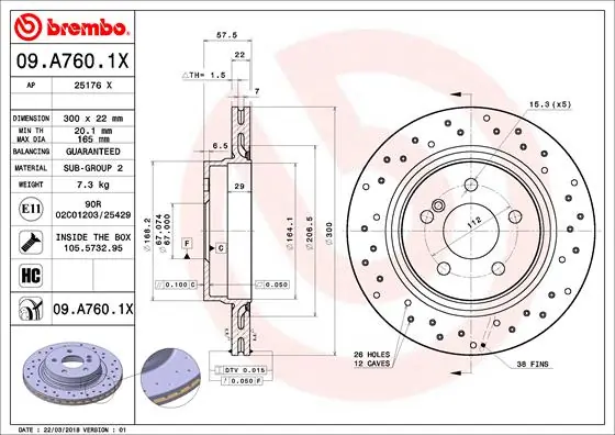 Brake Disc XTRA LINE - Xtra 09.A760.1X