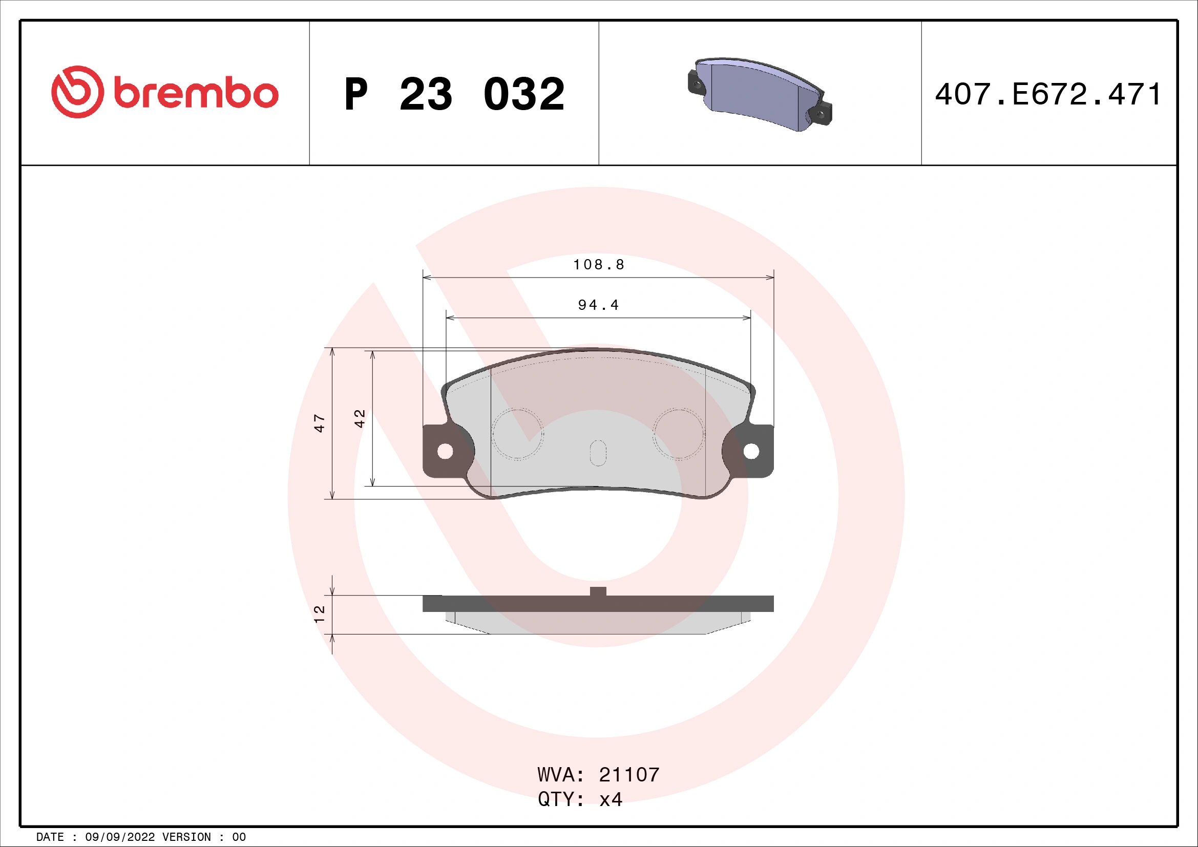 Brake Pad Set, disc brake PRIME LINE P 23 032