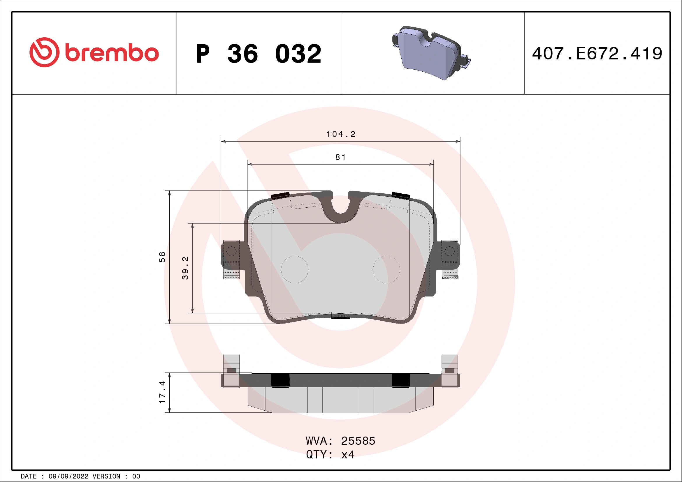 Brake Pad Set, disc brake PRIME LINE P 36 032
