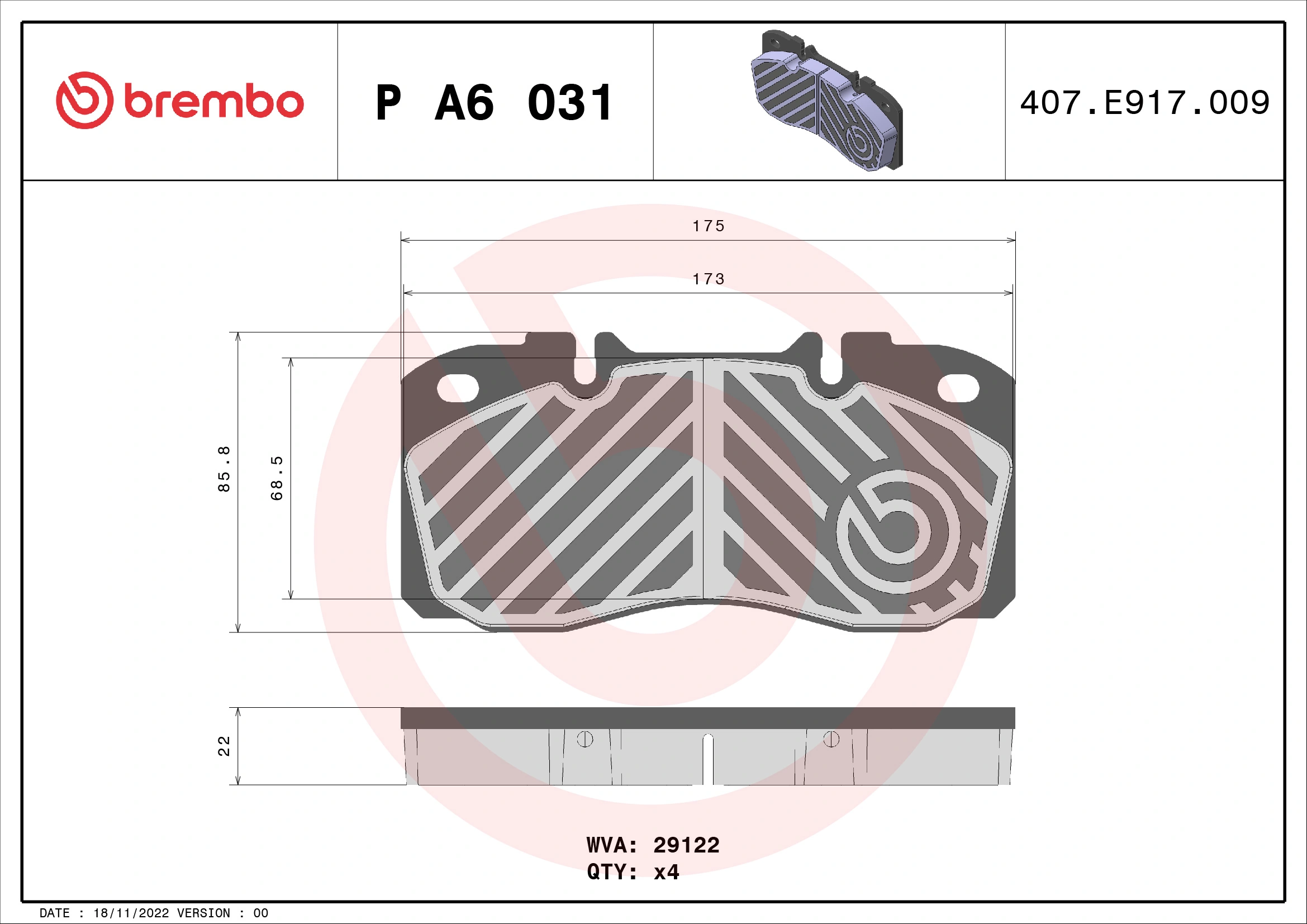 Brake Pad Set, disc brake PRIME LINE P A6 031