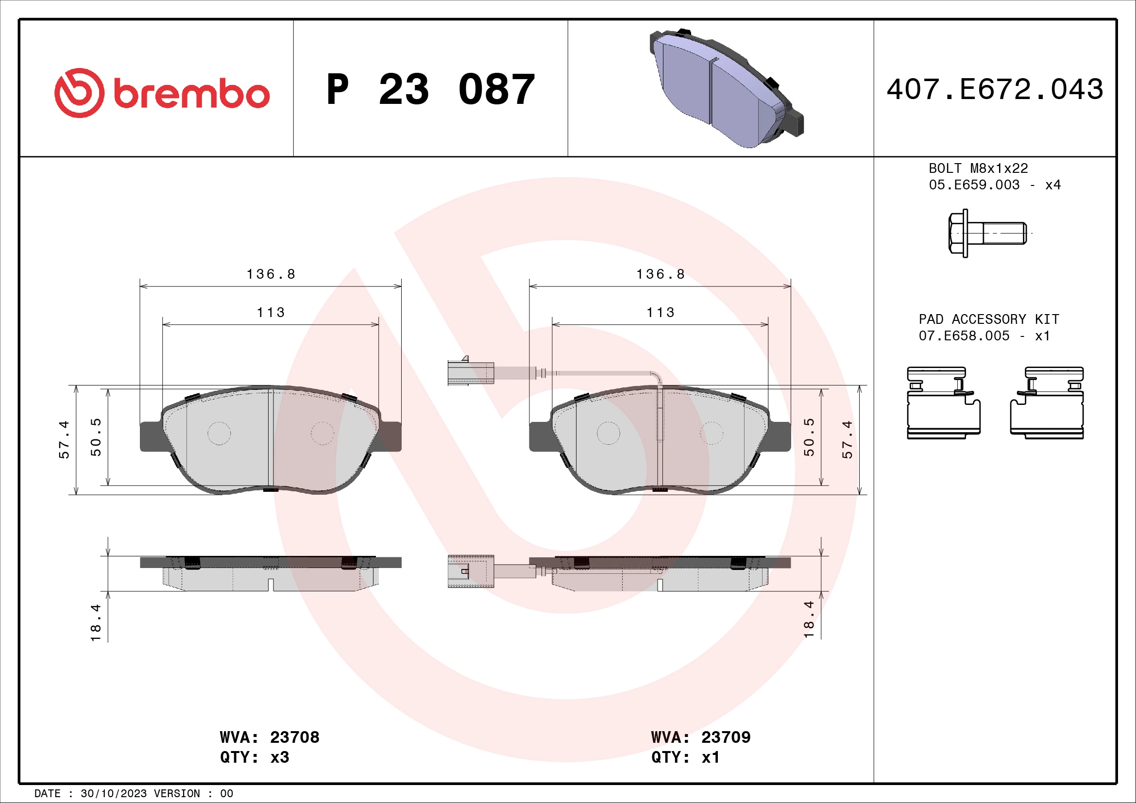 Brake Pad Set, disc brake PRIME LINE P 23 087