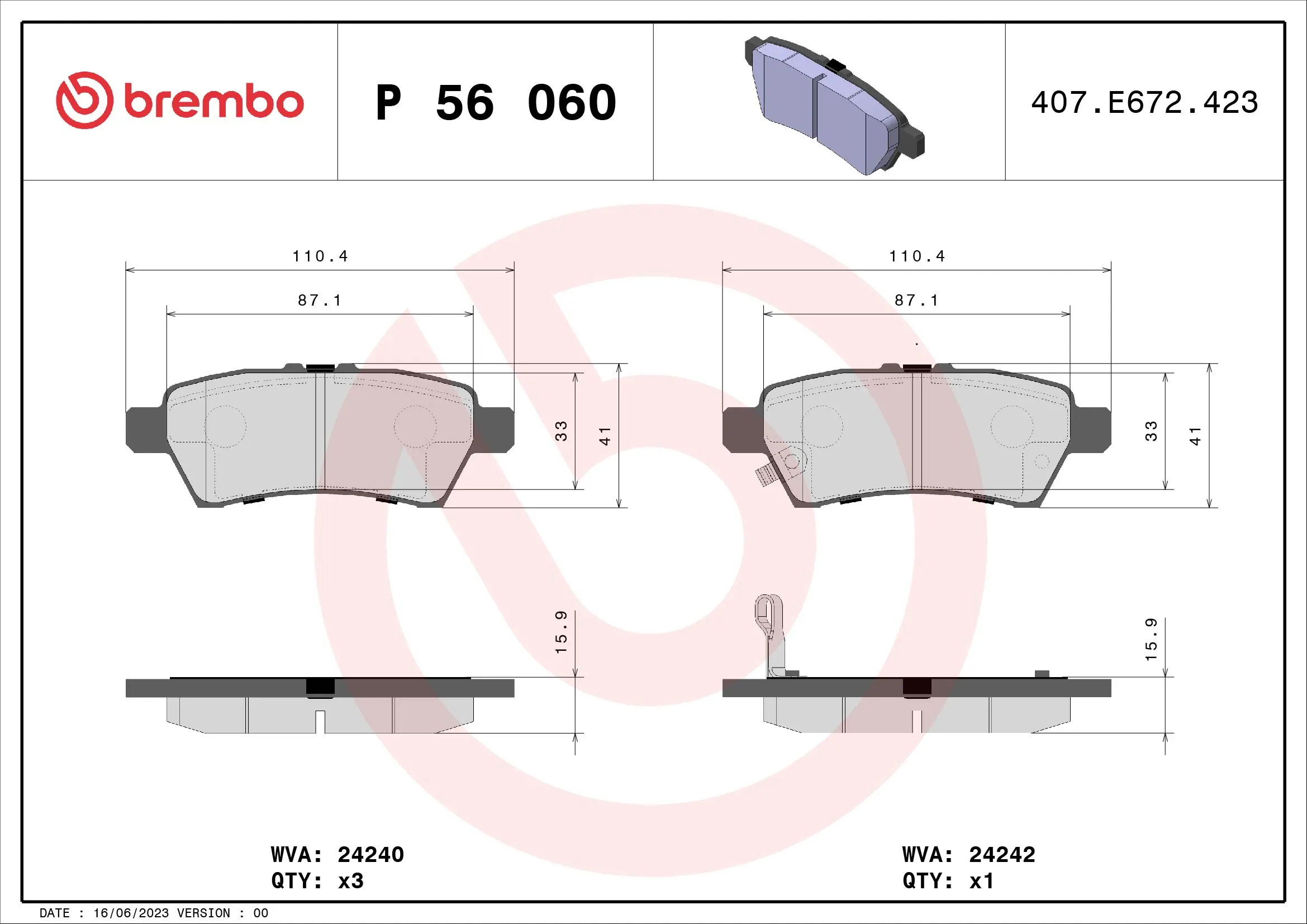 Brake Pad Set, disc brake PRIME LINE P 56 060