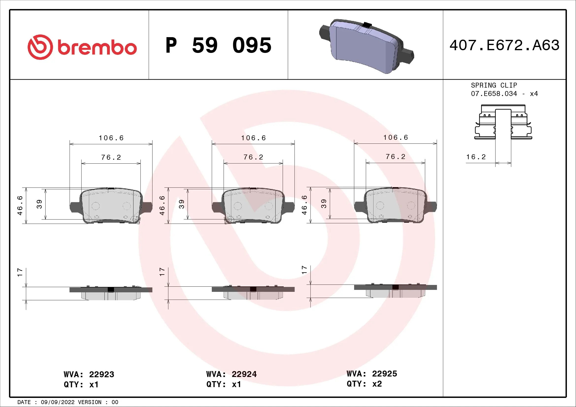Brake Pad Set, disc brake PRIME LINE P 59 095