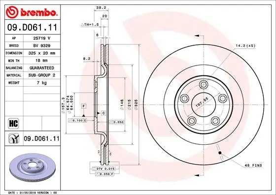 Brake Disc PRIME LINE - UV Coated 09.D061.11