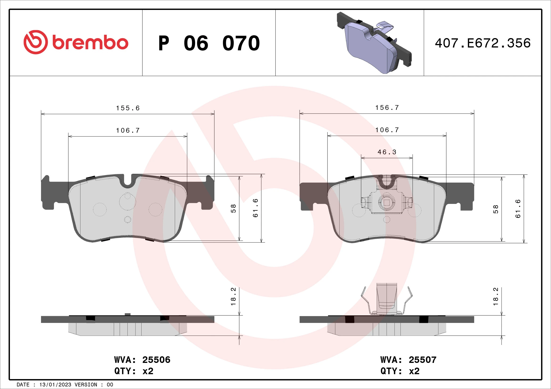 Brake Pad Set, disc brake PRIME LINE P 06 070
