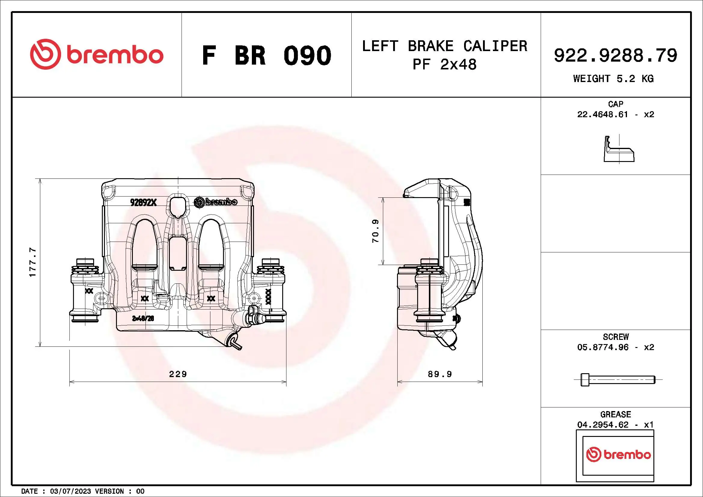 Brake Caliper PRIME LINE F BR 090