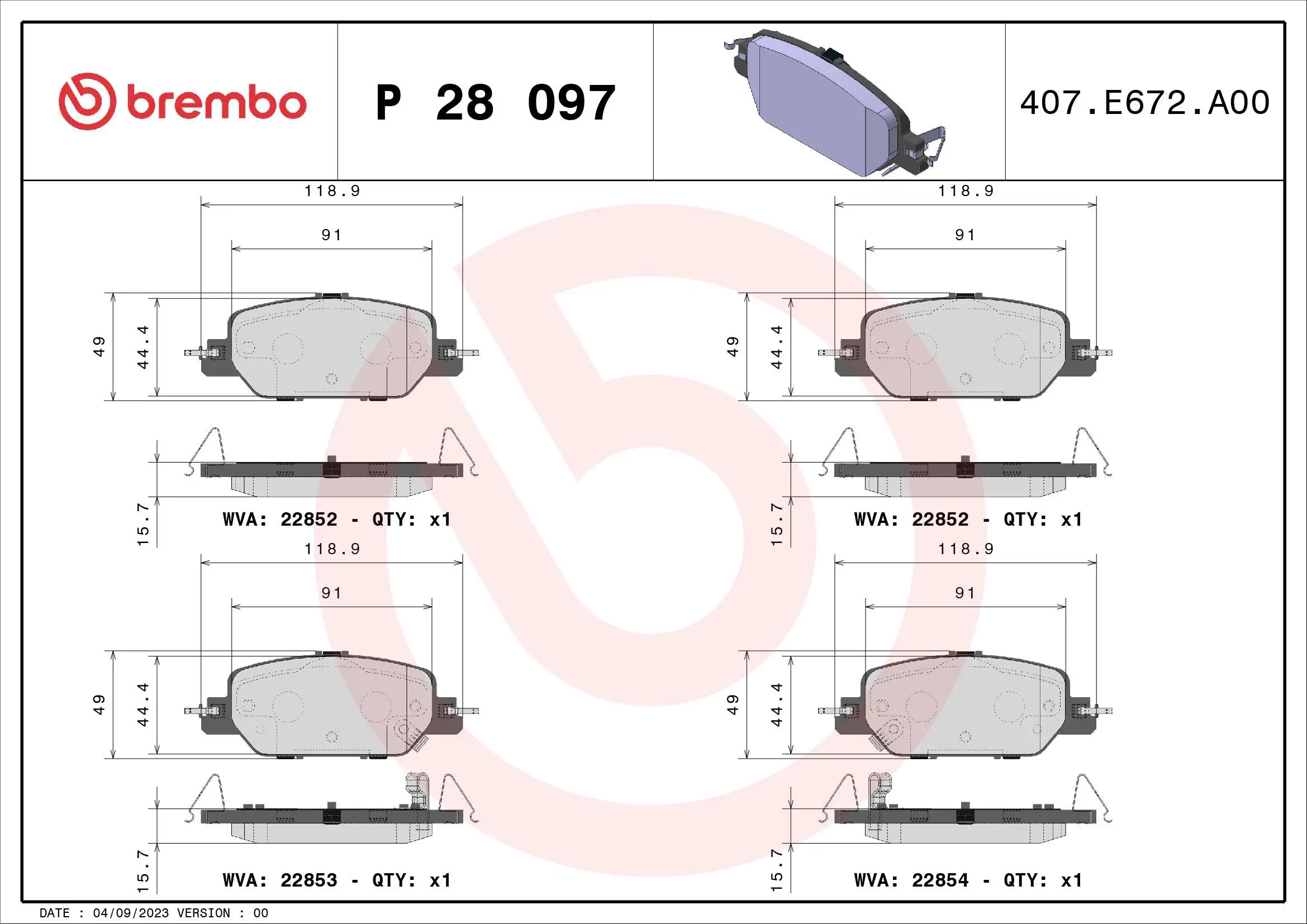 Brake Pad Set, disc brake PRIME LINE P 28 097