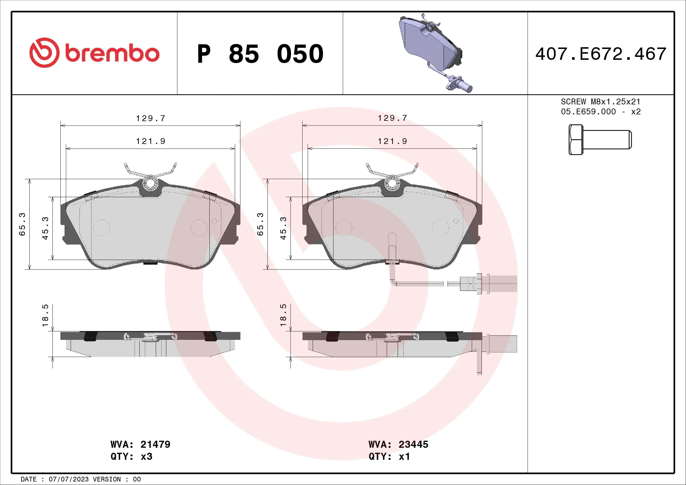 Brake Pad Set, disc brake PRIME LINE P 85 050
