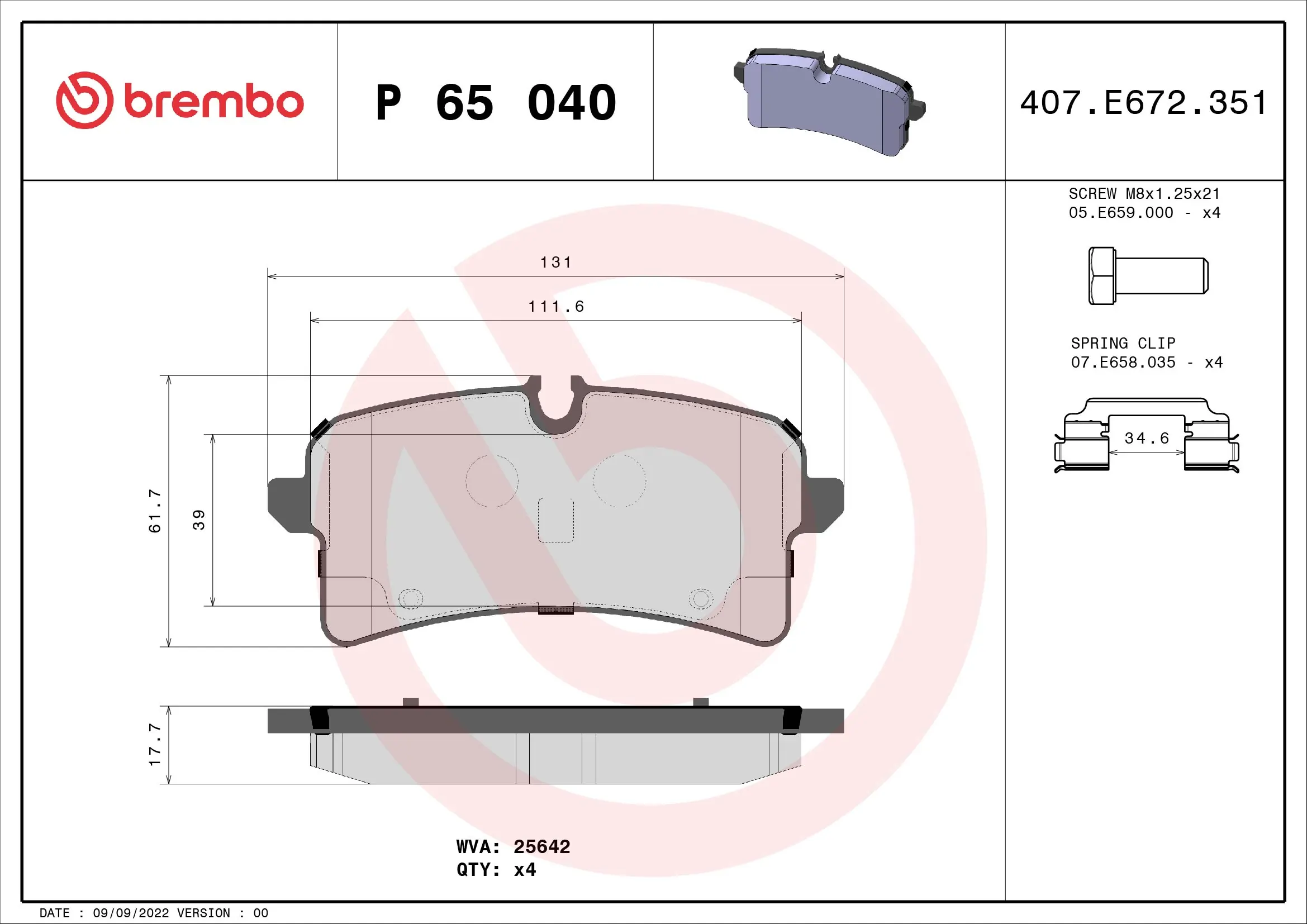 Brake Pad Set, disc brake PRIME LINE P 65 040