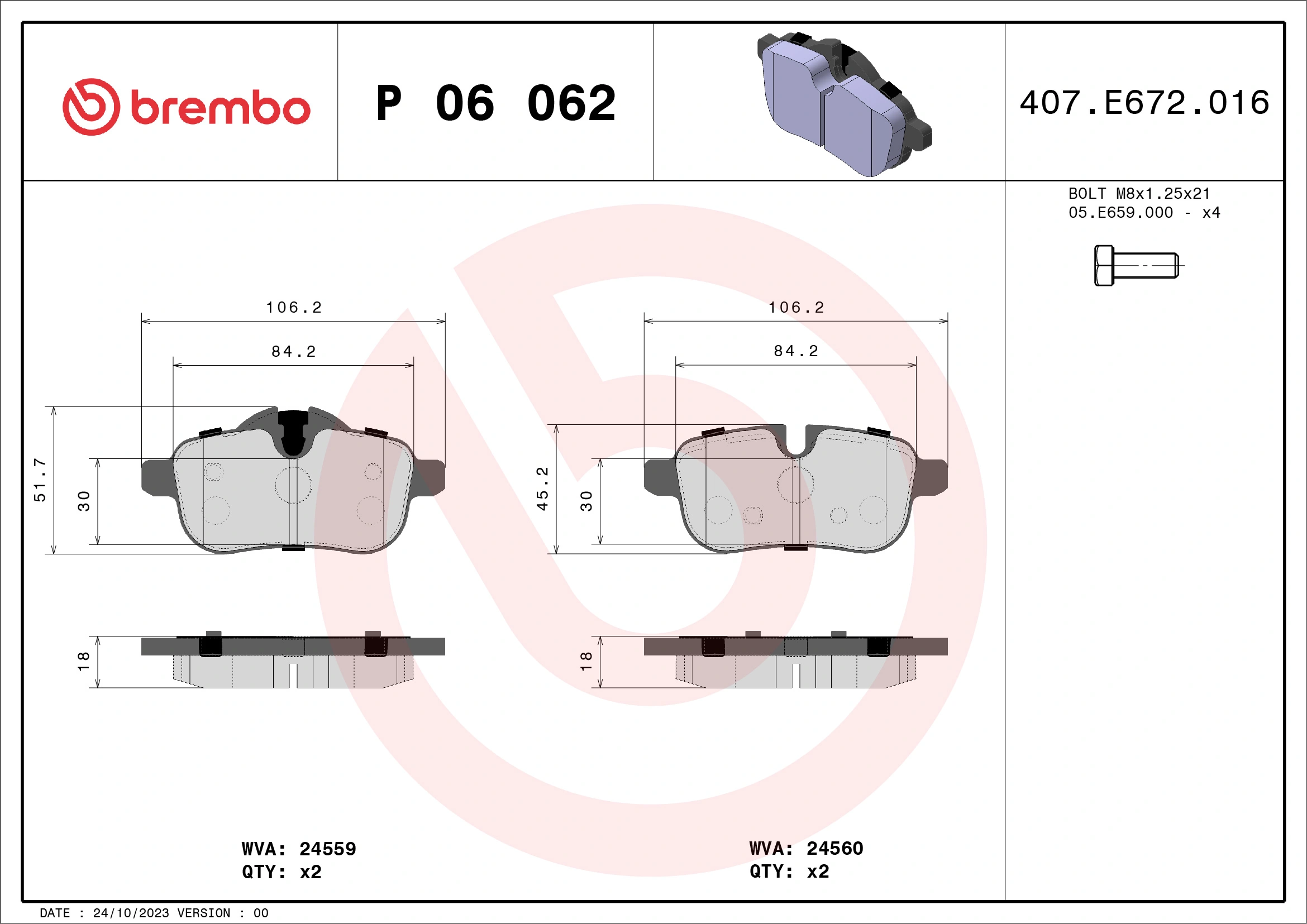 Brake Pad Set, disc brake PRIME LINE P 06 062